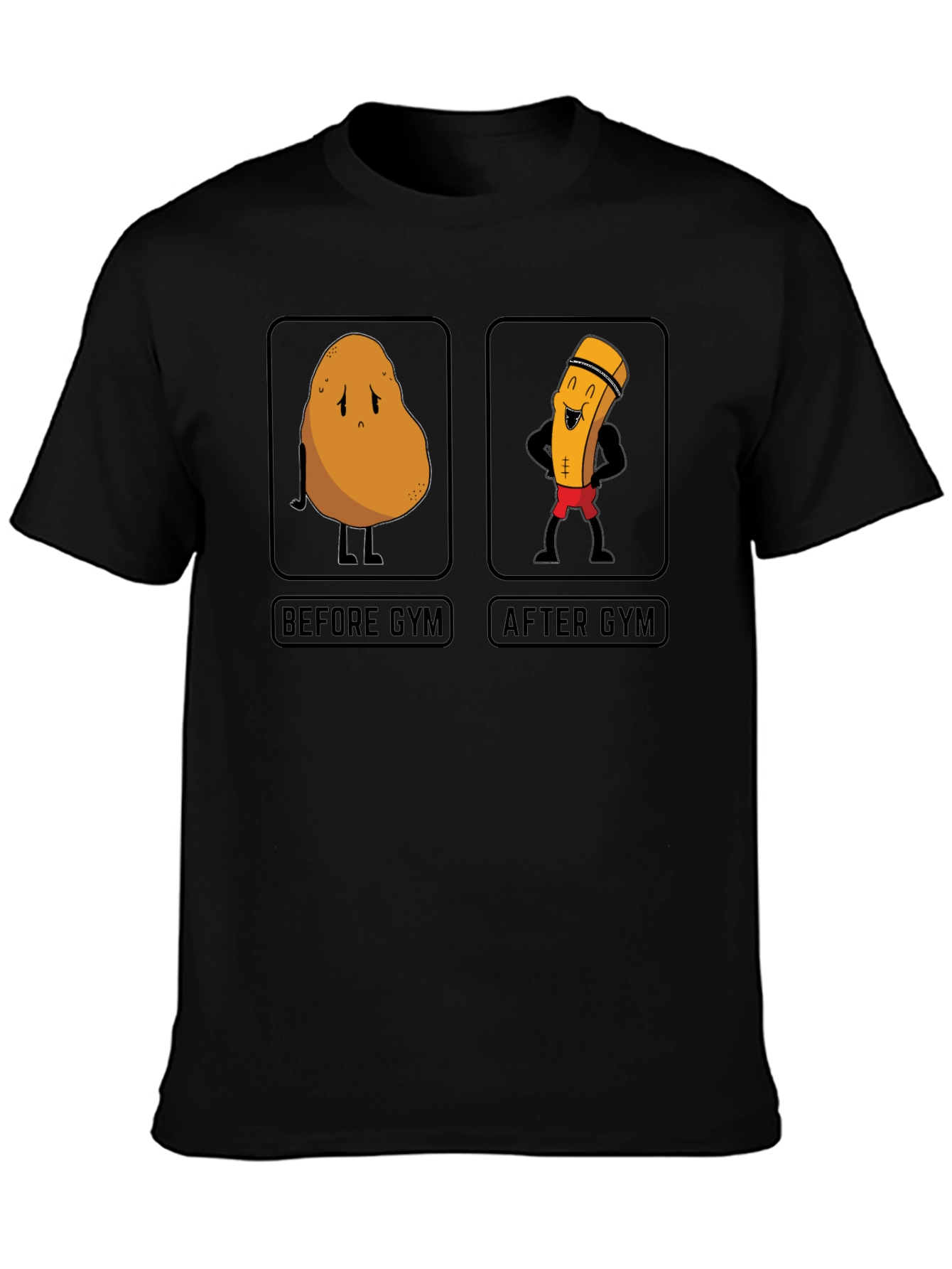 Black Funny Gym Potato T-Shirt view 3