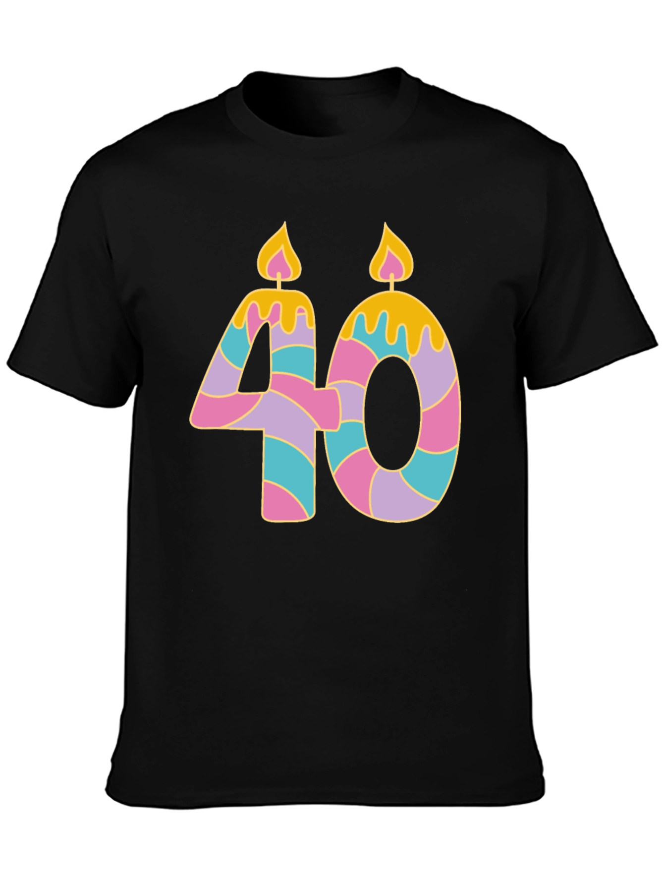 Black Novelty 40th Birthday Candle T-Shirt view 3
