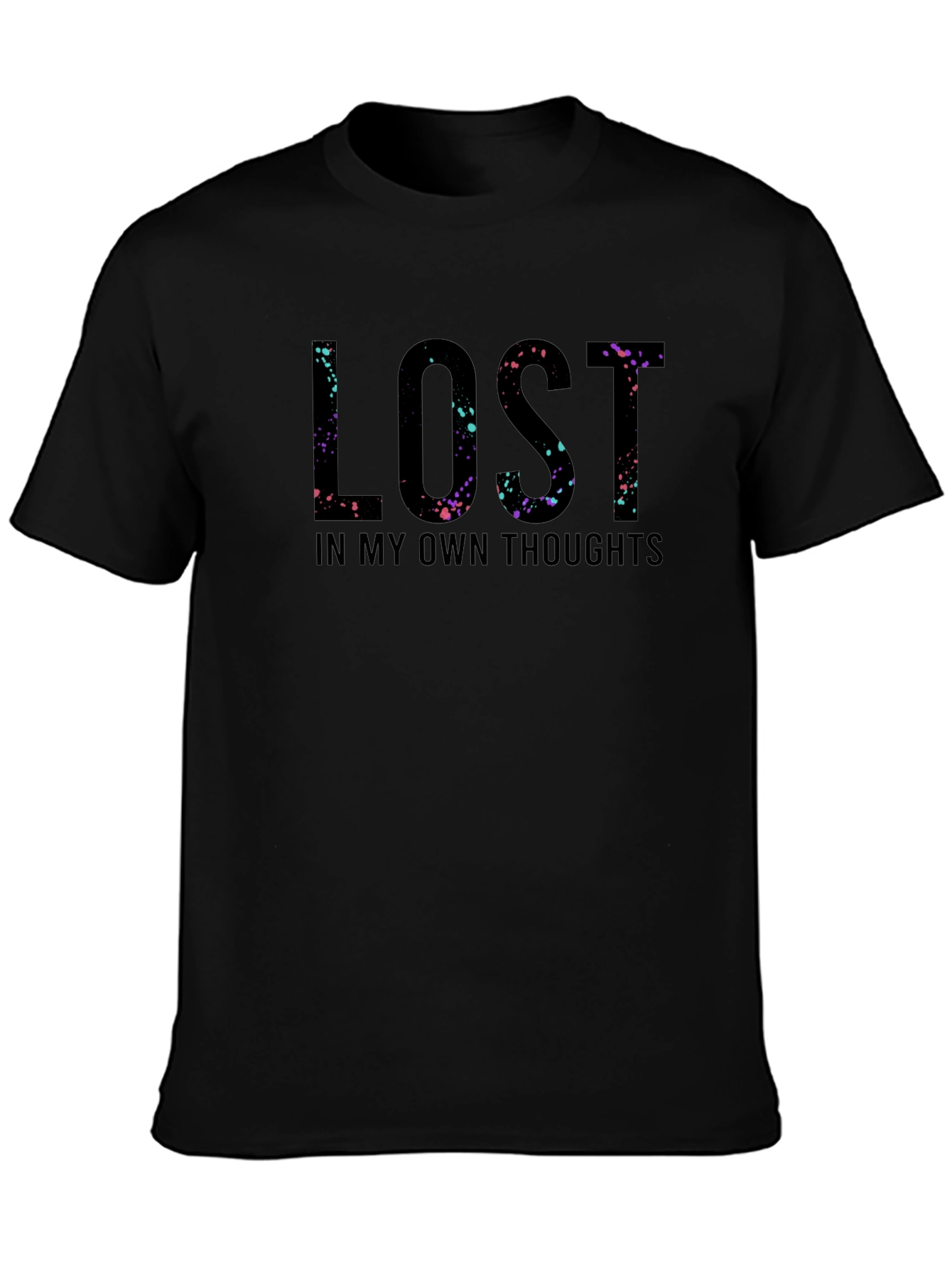 Black Lost in My Own Thoughts Graphic T-Shirt view 3