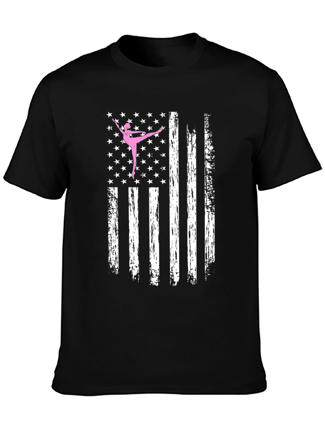 Black Ballet Dancer American Flag Black T-Shirt view 3