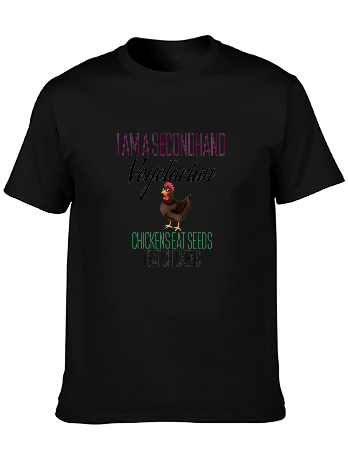 Black Secondhand Vegetarian Chicken Graphic Tee view 3