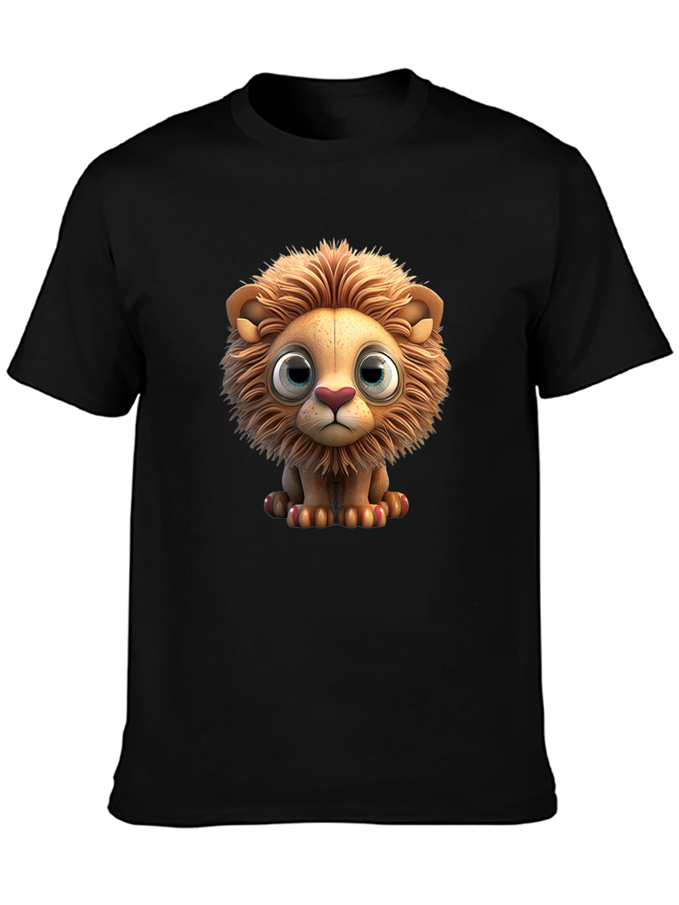 Black Cute Lion Graphic T-Shirt view 3
