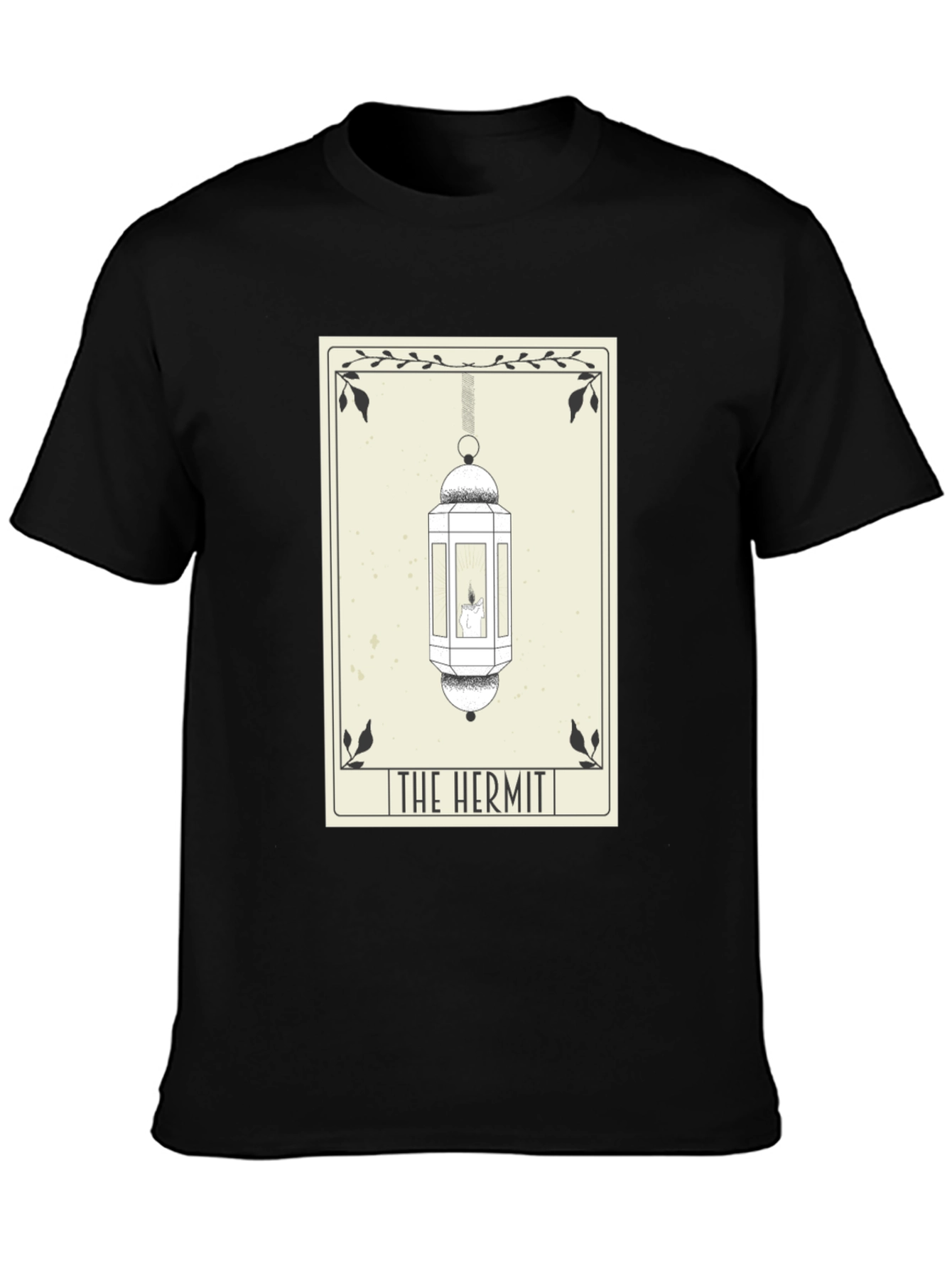Black The Hermit Tarot Card T-Shirt - Occult Design view 3
