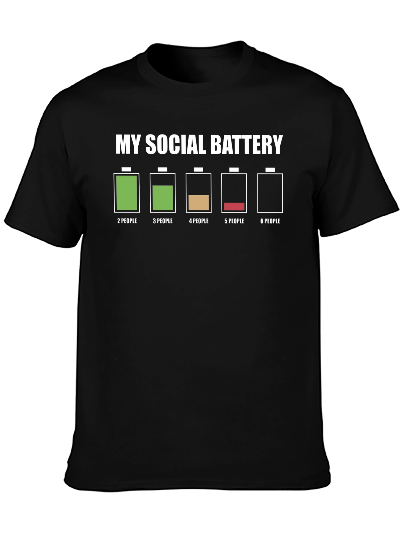 Black My Social Battery Graphic T-Shirt - Introvert Humor Tee view 3