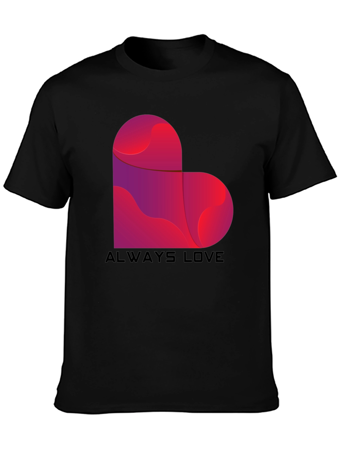 Black Always Love Heart Graphic Tee - Black view 3