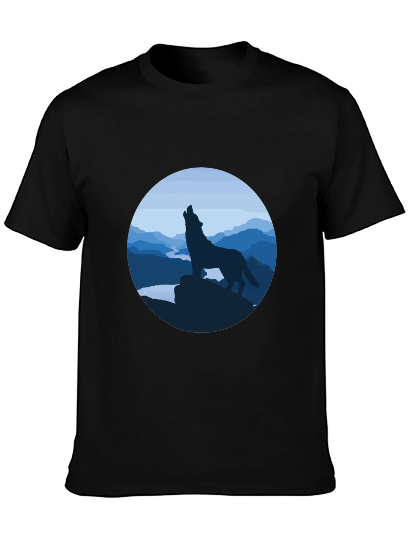 Black Wolf Howling Graphic Tee - Black view 3