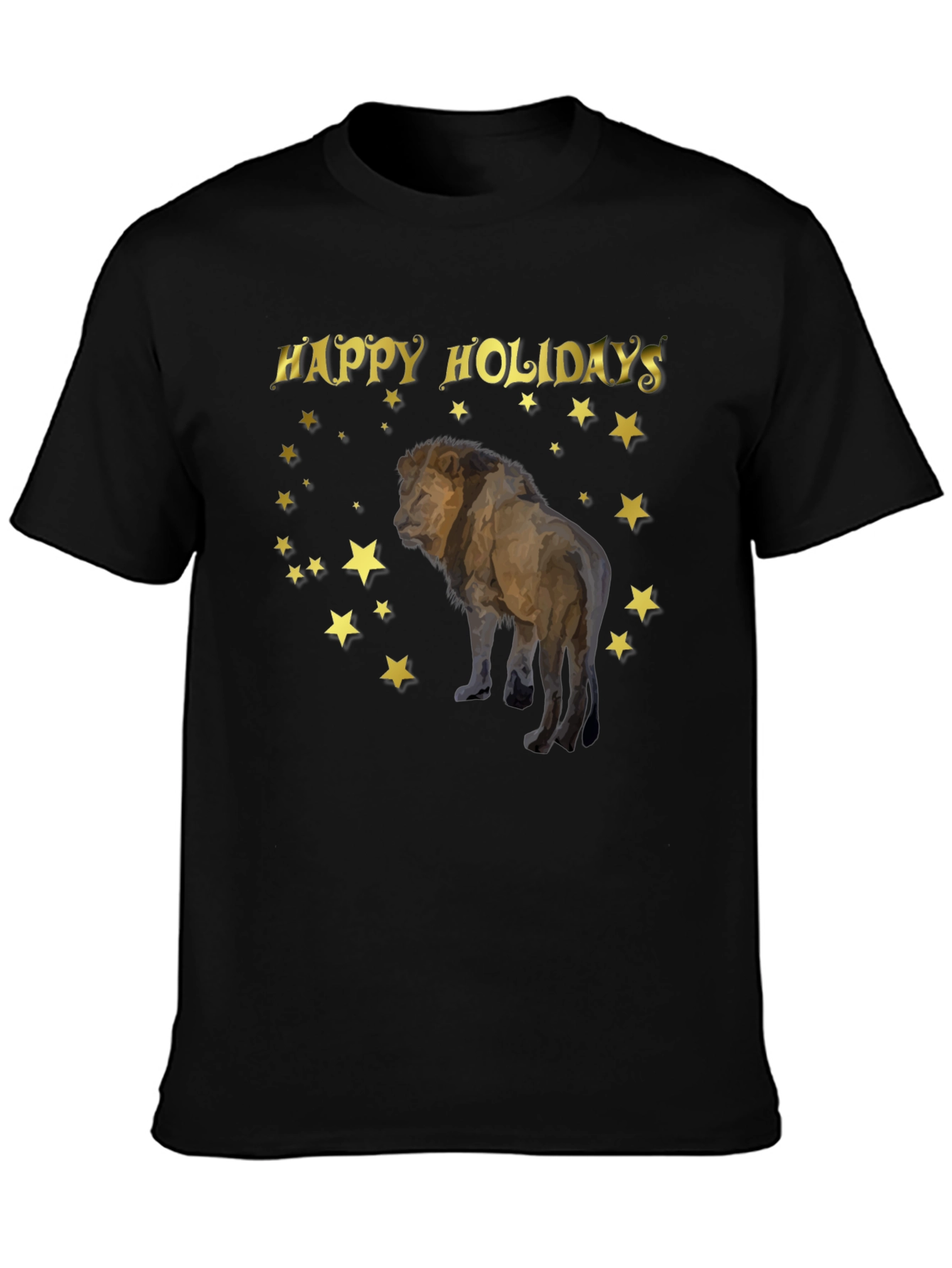 Black Holiday Lion Graphic T-Shirt view 3