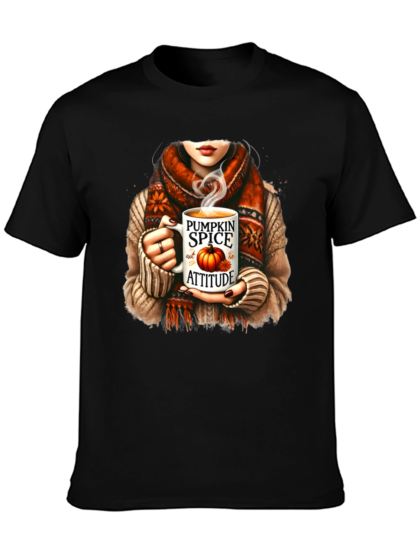 Black Pumpkin Spice Attitude T-Shirt Fall Graphic Tee view 3
