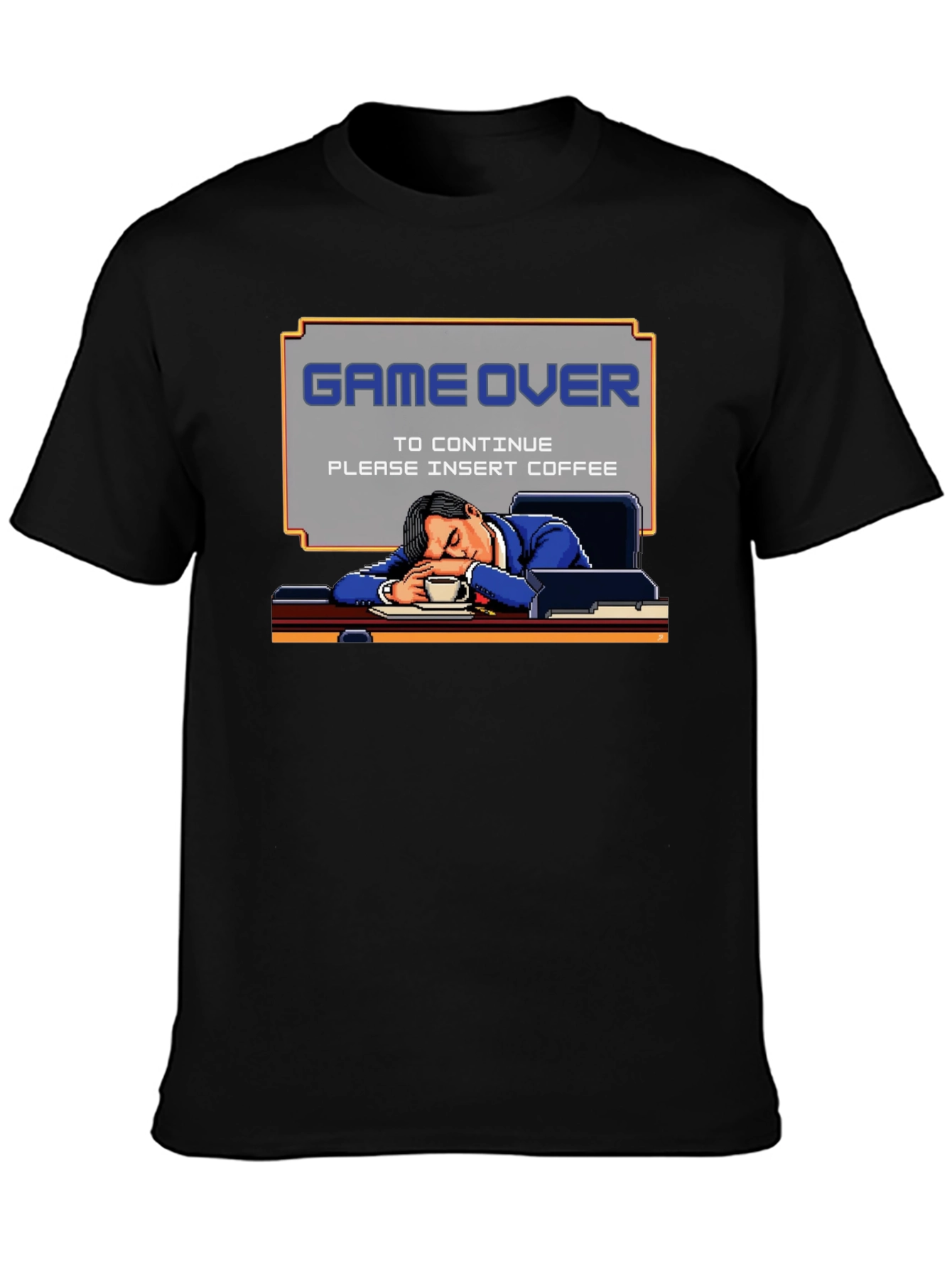 Black Game Over Insert Coffee T-Shirt view 3