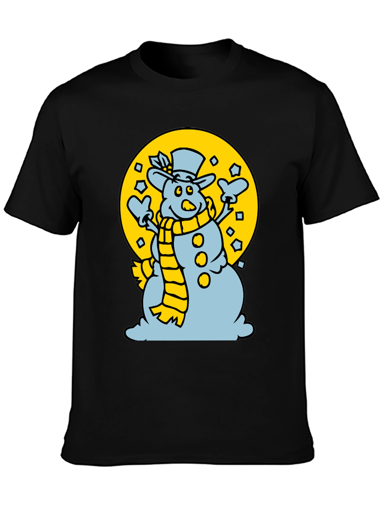 Black Snowman T-Shirt: Festive Holiday Apparel view 3