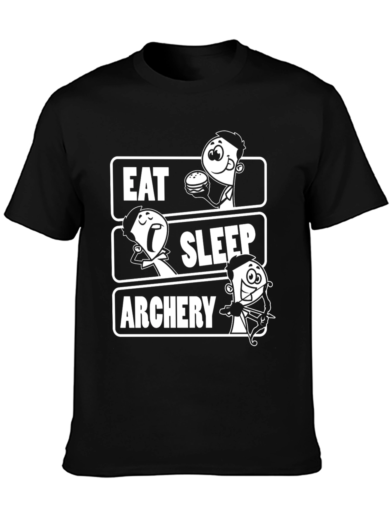 Black Eat Sleep Archery Black Graphic Tee view 3