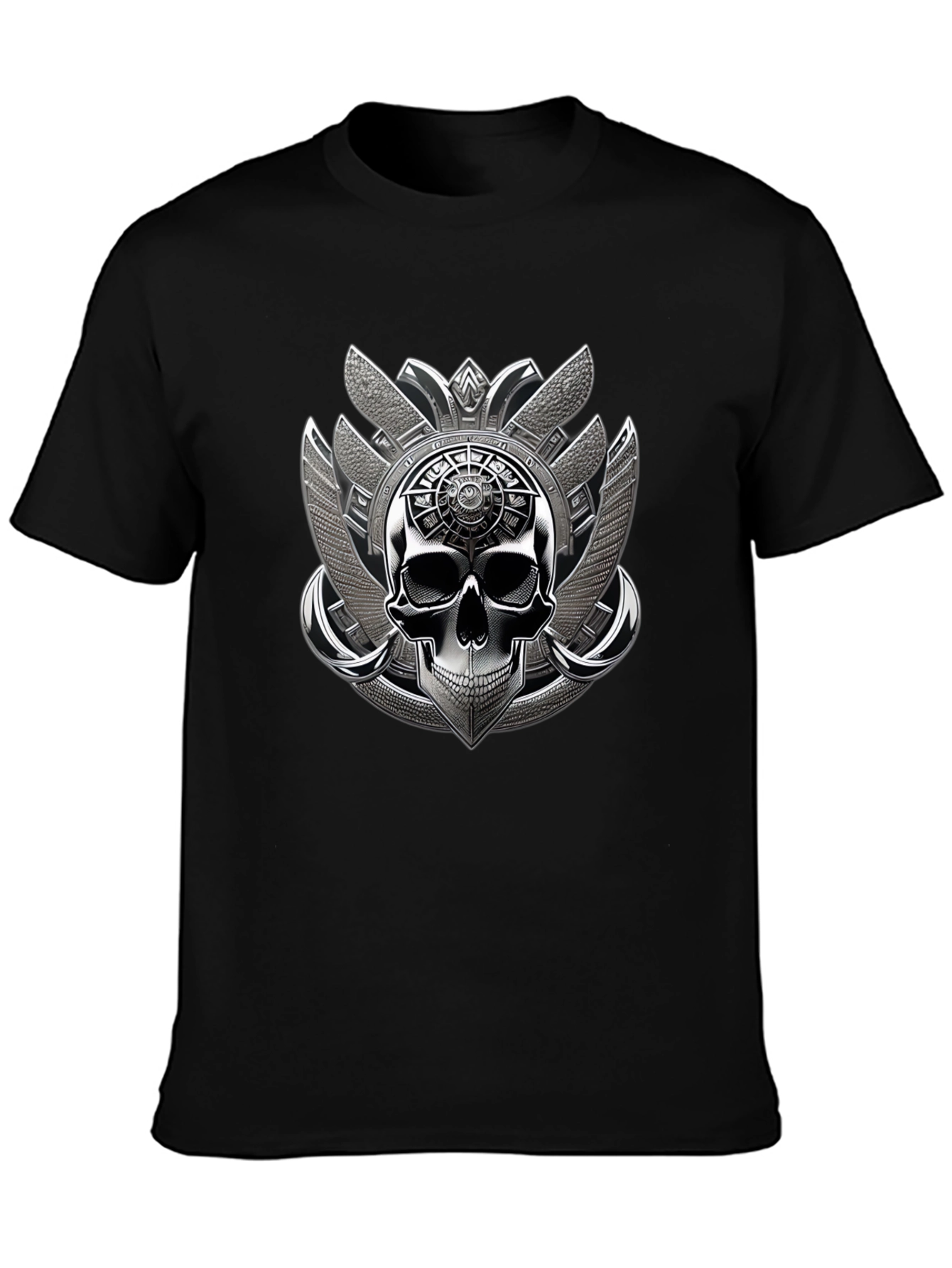 Black Skull Emblem Graphic Tee - Black view 3