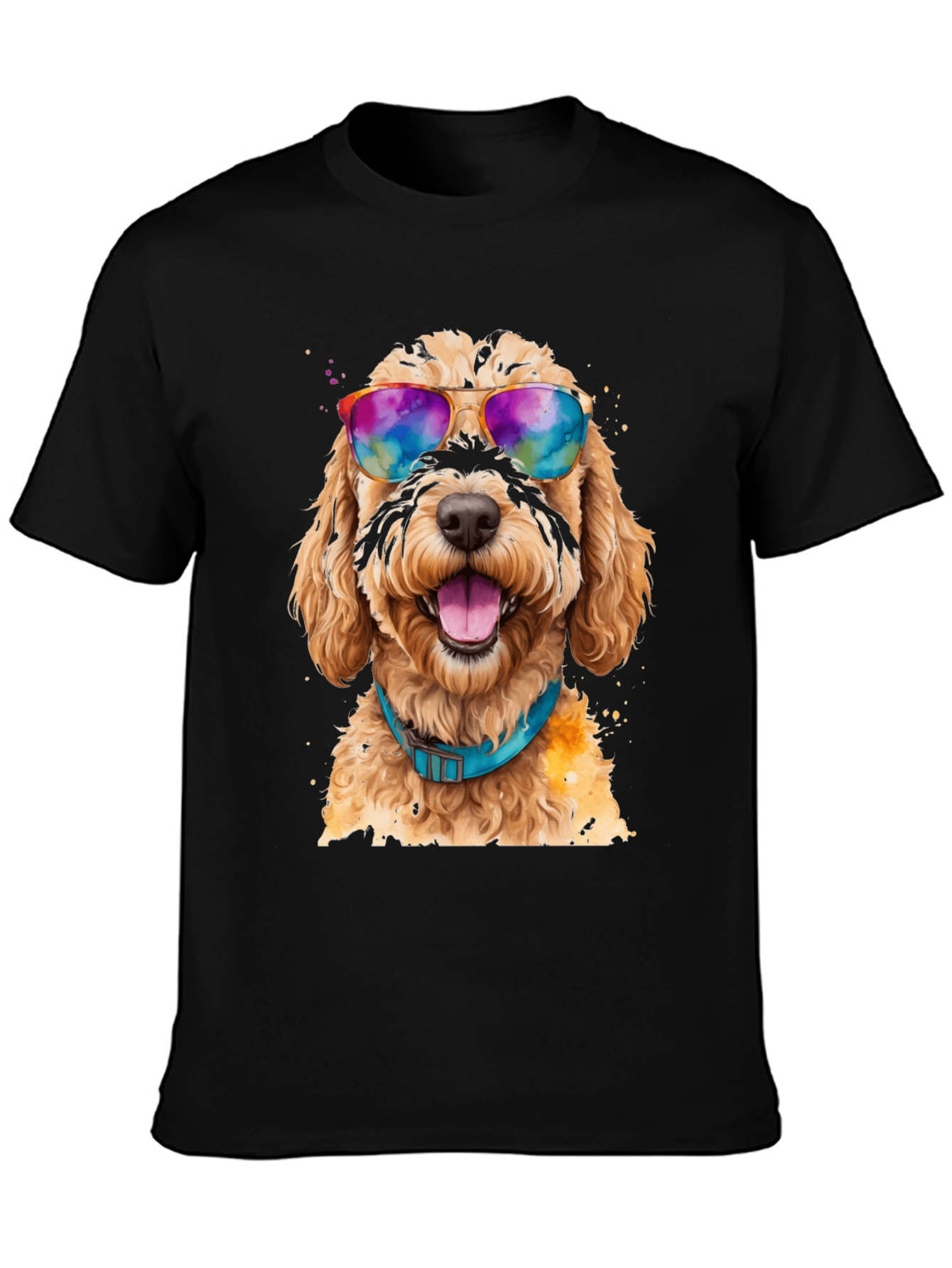Black Dog with Sunglasses Graphic Tee - Cool Comfort view 3