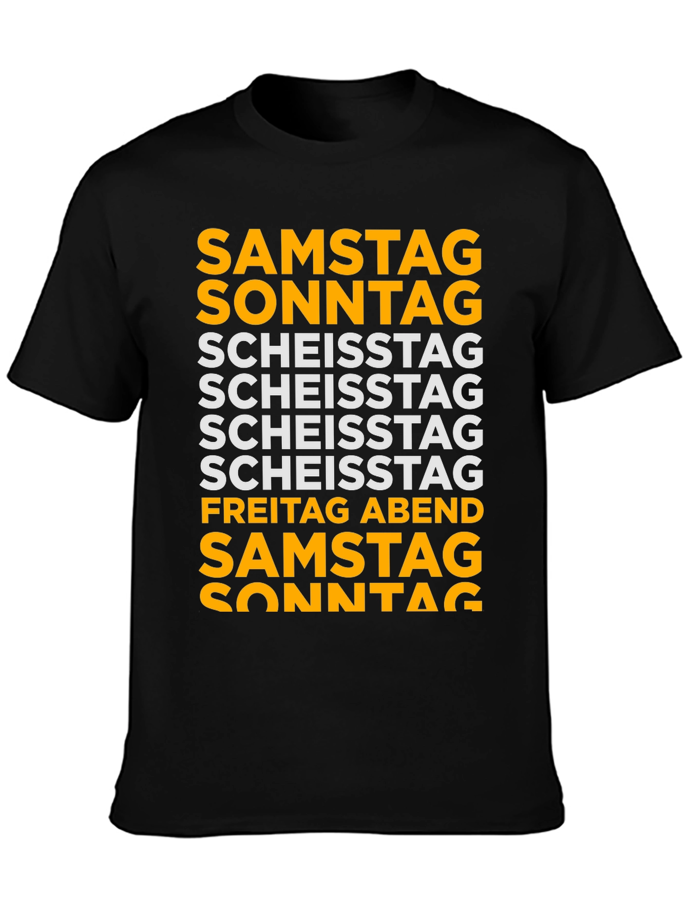 Black Funny German Days of the Week T-Shirt view 3