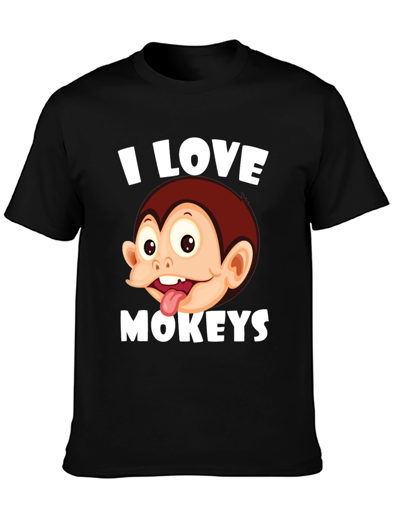 Black I Love Monkeys Graphic Tee - Novelty Design view 3