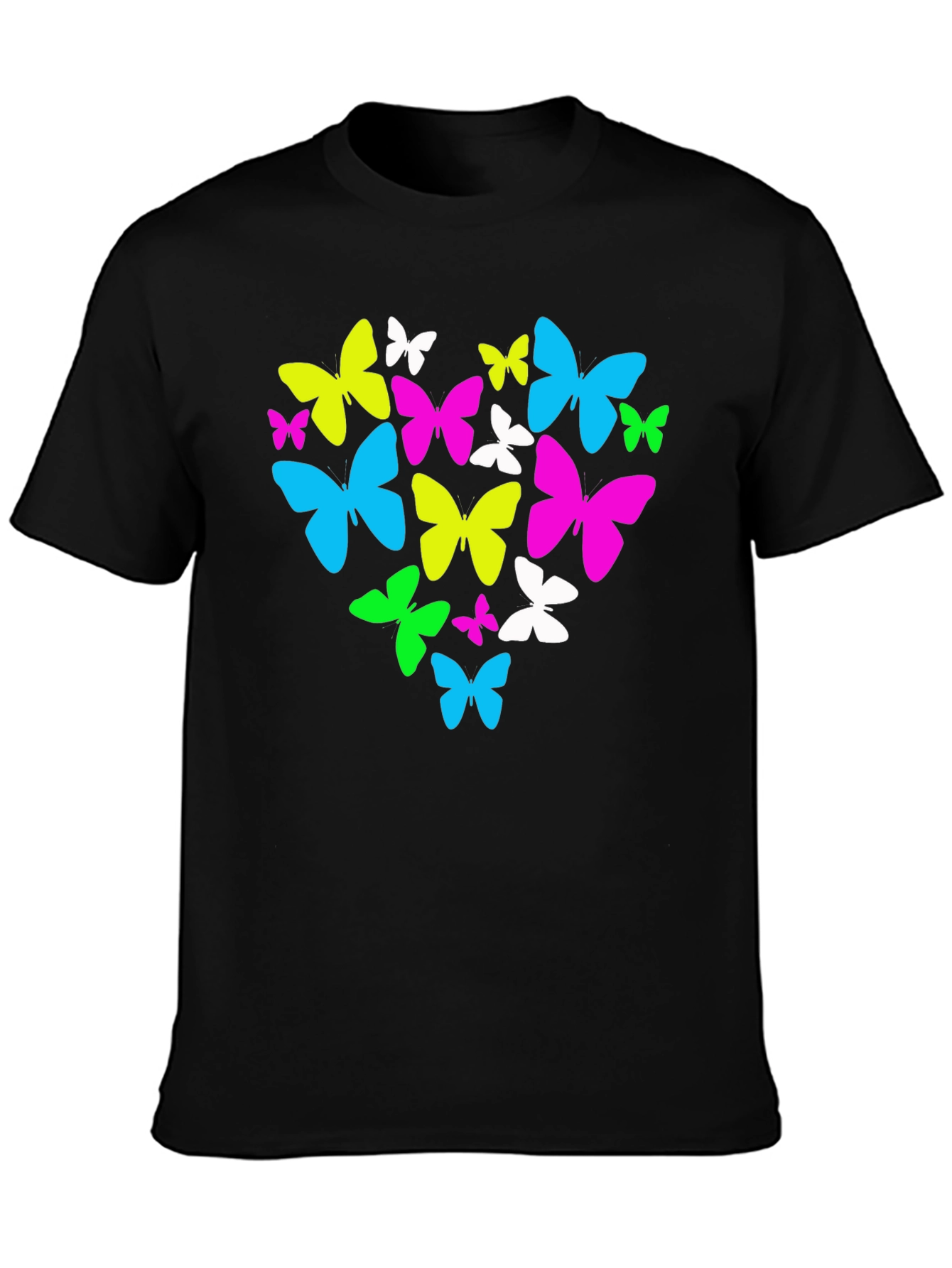 Black Butterfly Heart Graphic T-Shirt - Black view 3