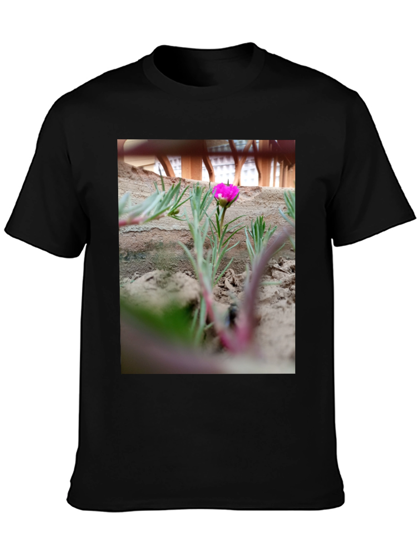 Black Unique Flower Print Black T-Shirt view 3