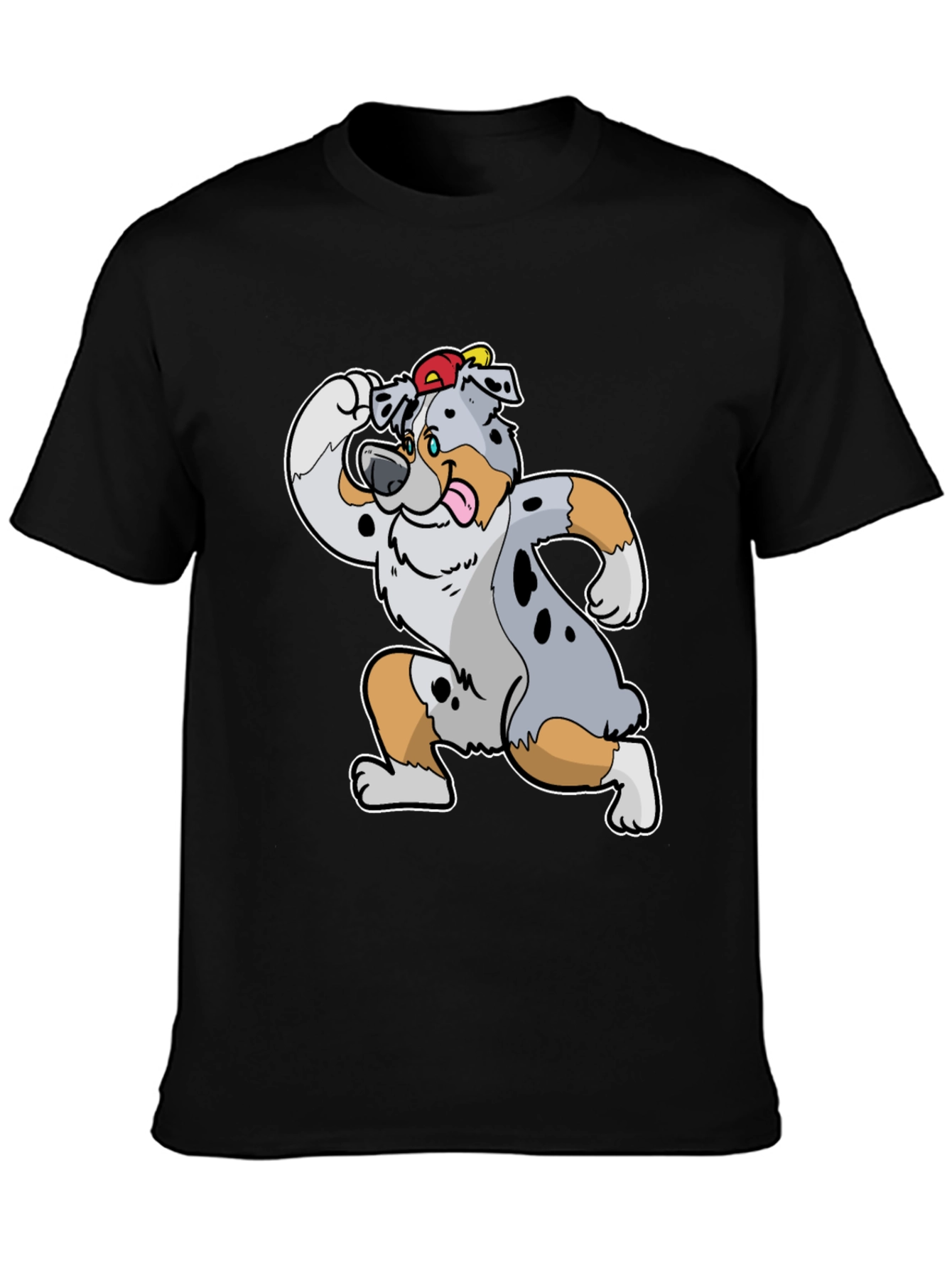 Black Dog Cartoon T-Shirt view 3