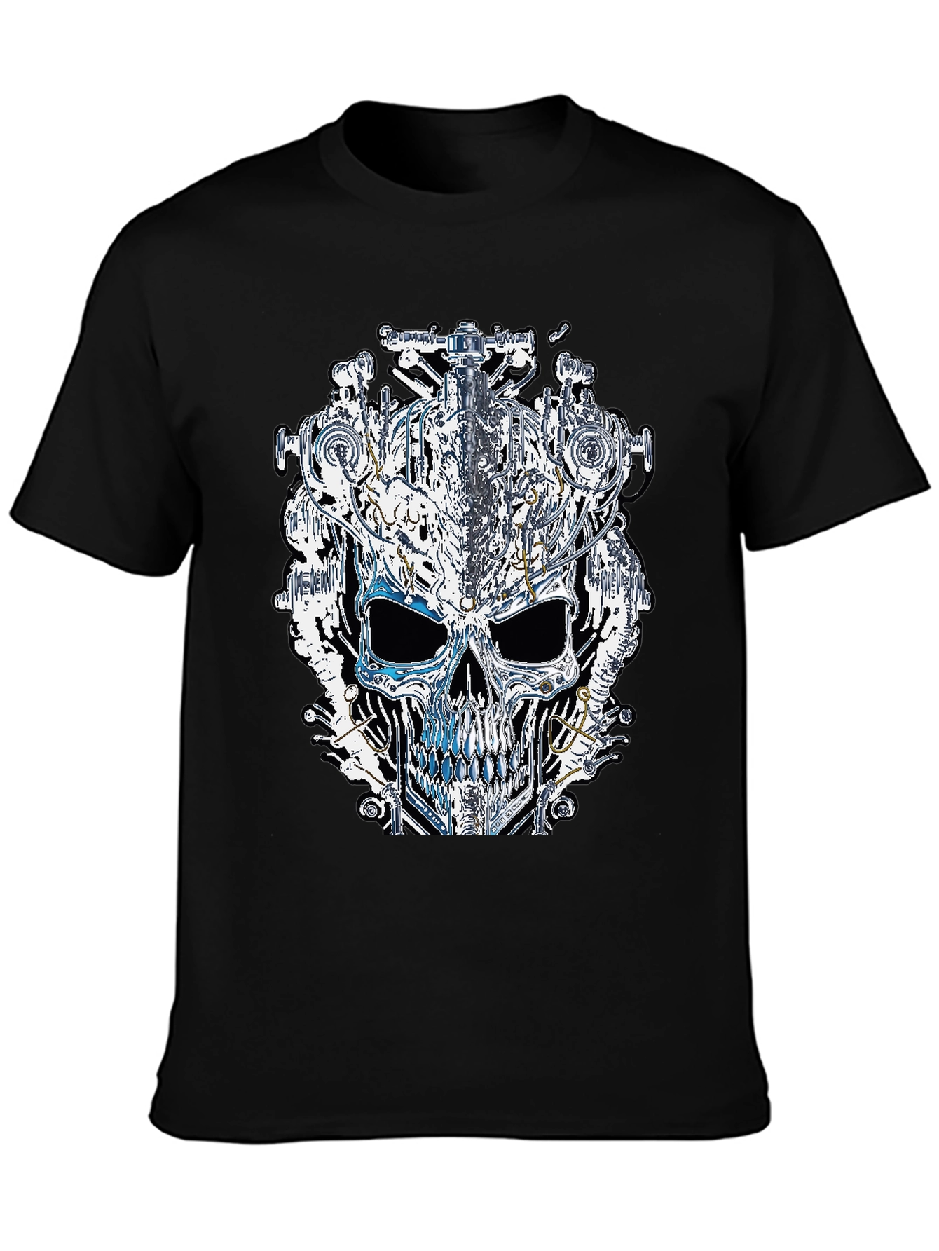 Black Steampunk Skull Graphic Tee view 3