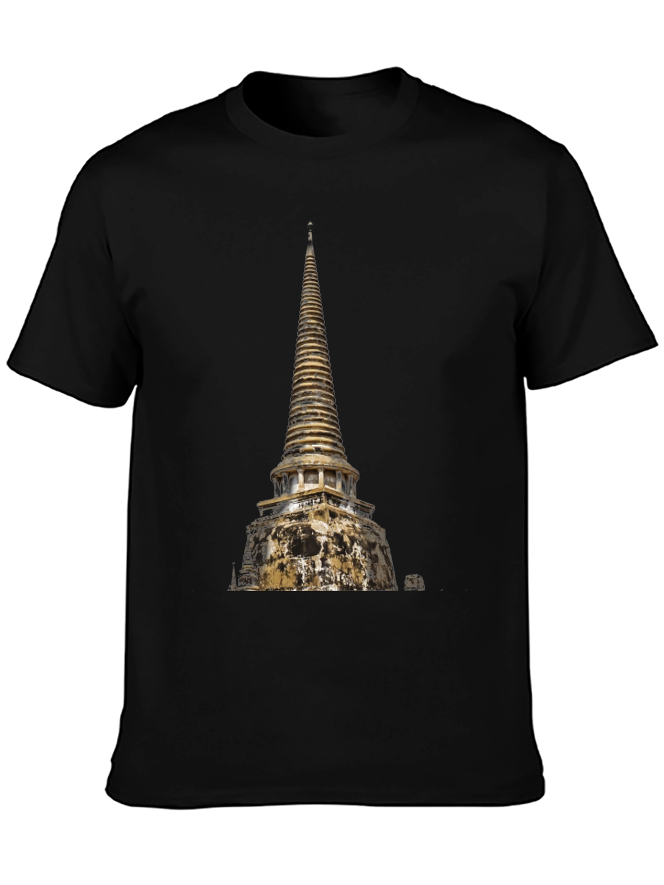 Black Temple Print Black T-Shirt view 3