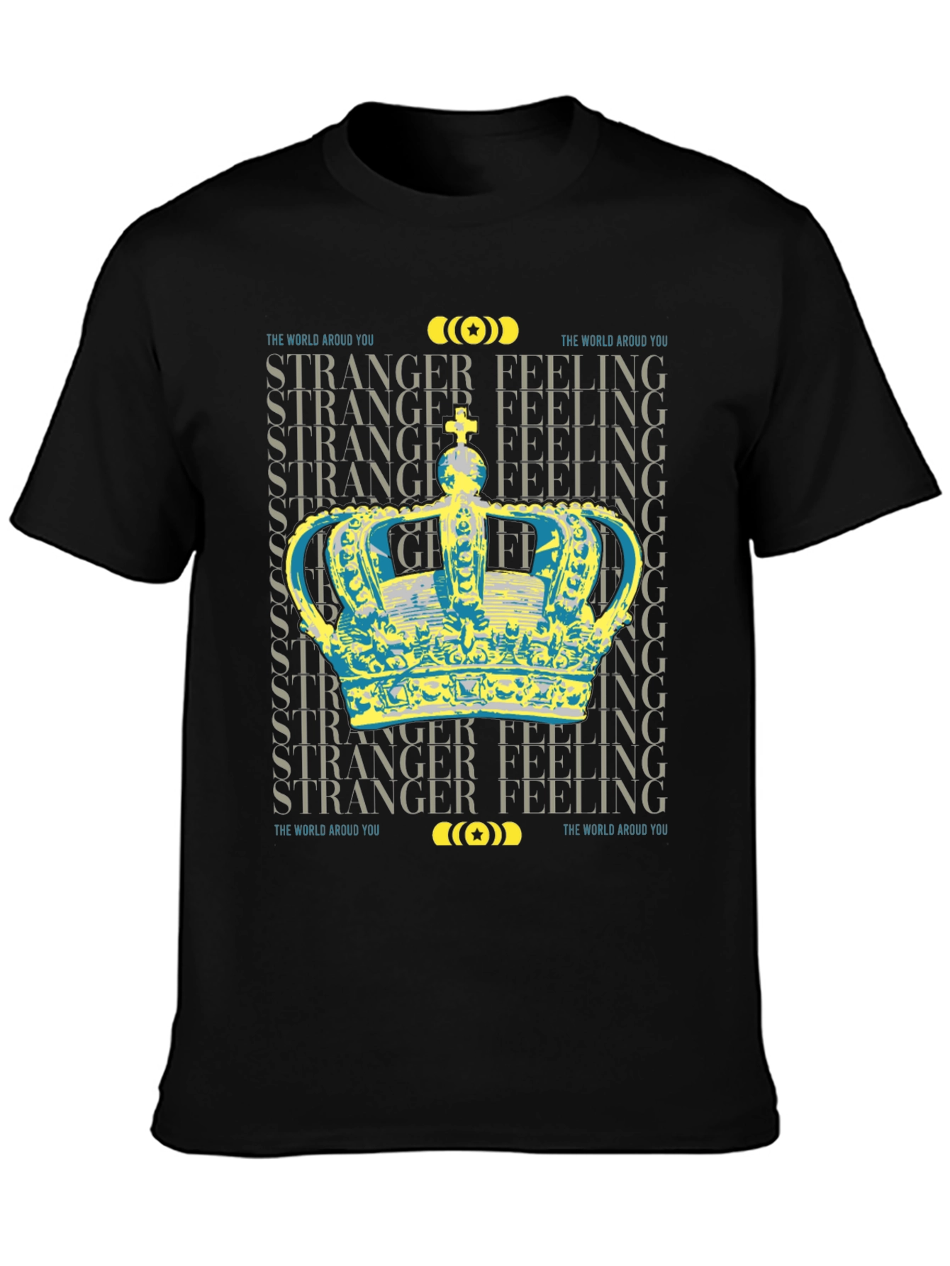 Black Stranger Feeling Crown Graphic Black T-Shirt view 3
