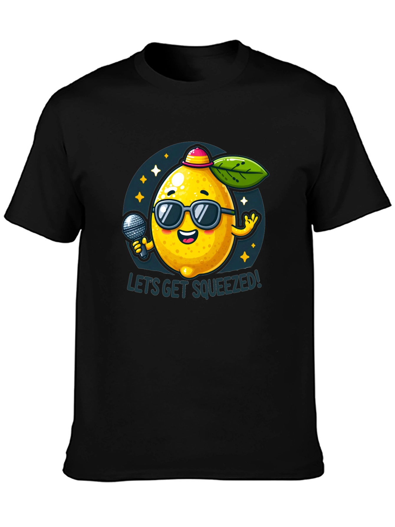 Black Funny Lemon T-Shirt - Let's Get Squeezed! view 3
