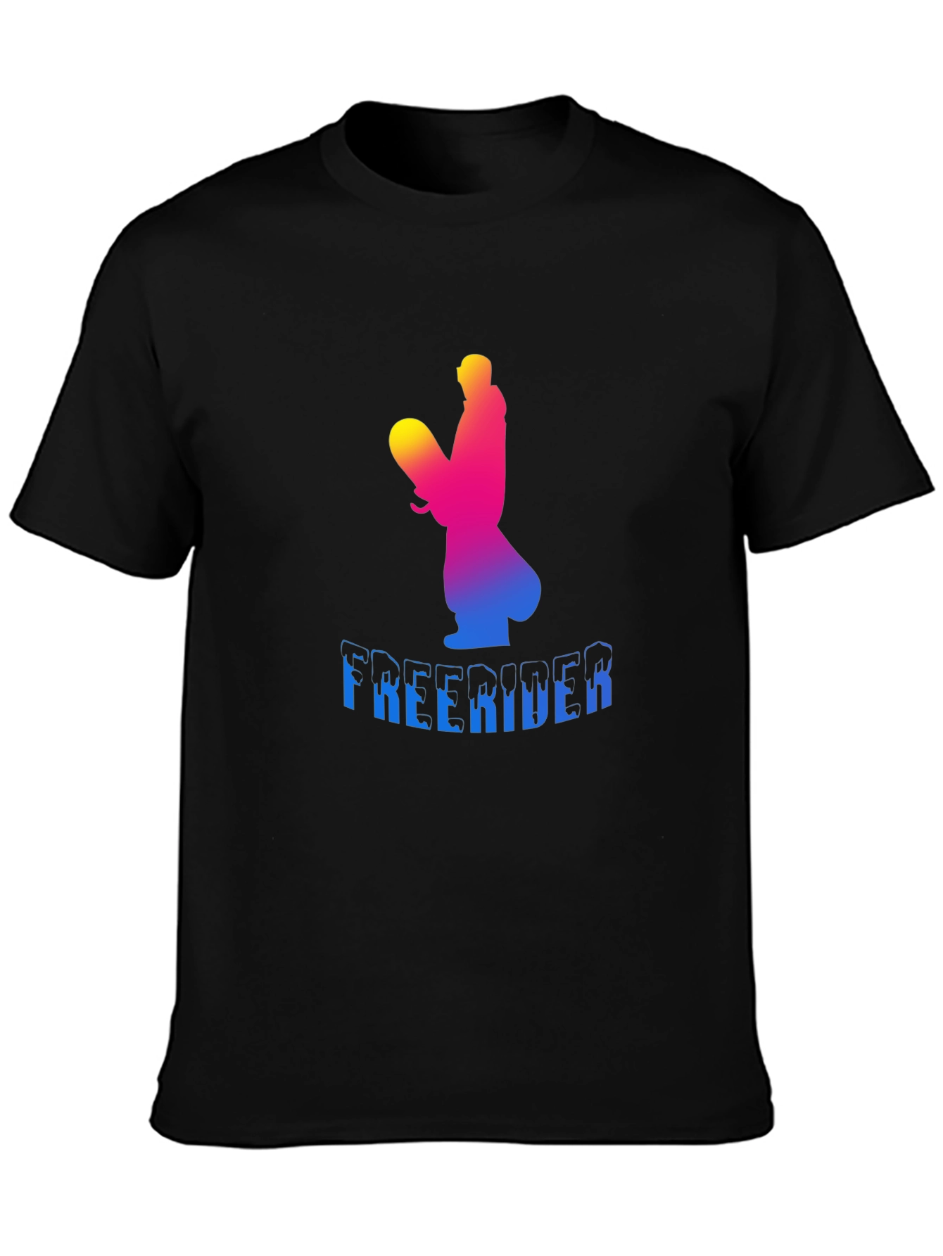 Black Freerider Skier Graphic Tee - Black Unisex T-Shirt view 3