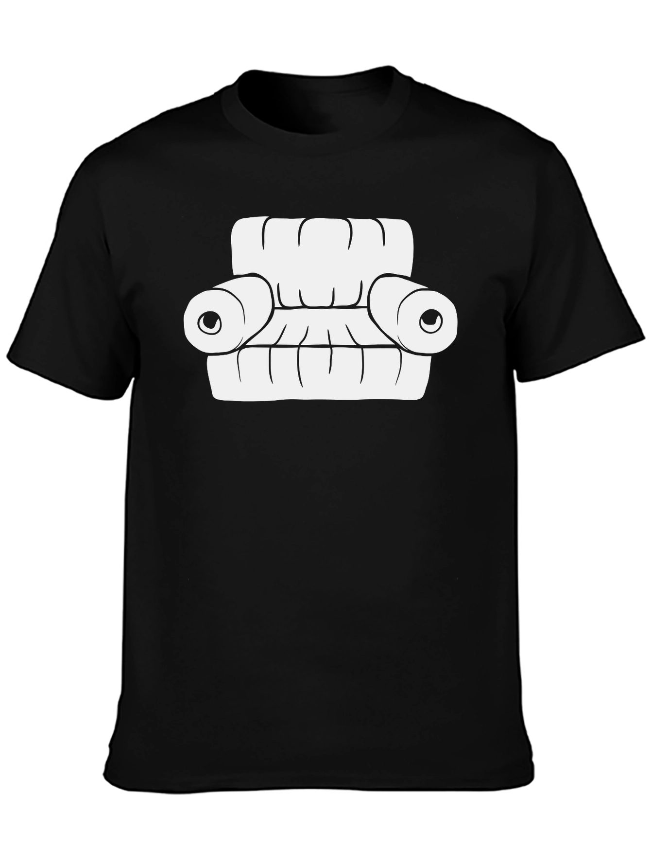 Black Cartoon Couch Graphic Tee - Comfortable Black T-Shirt view 3