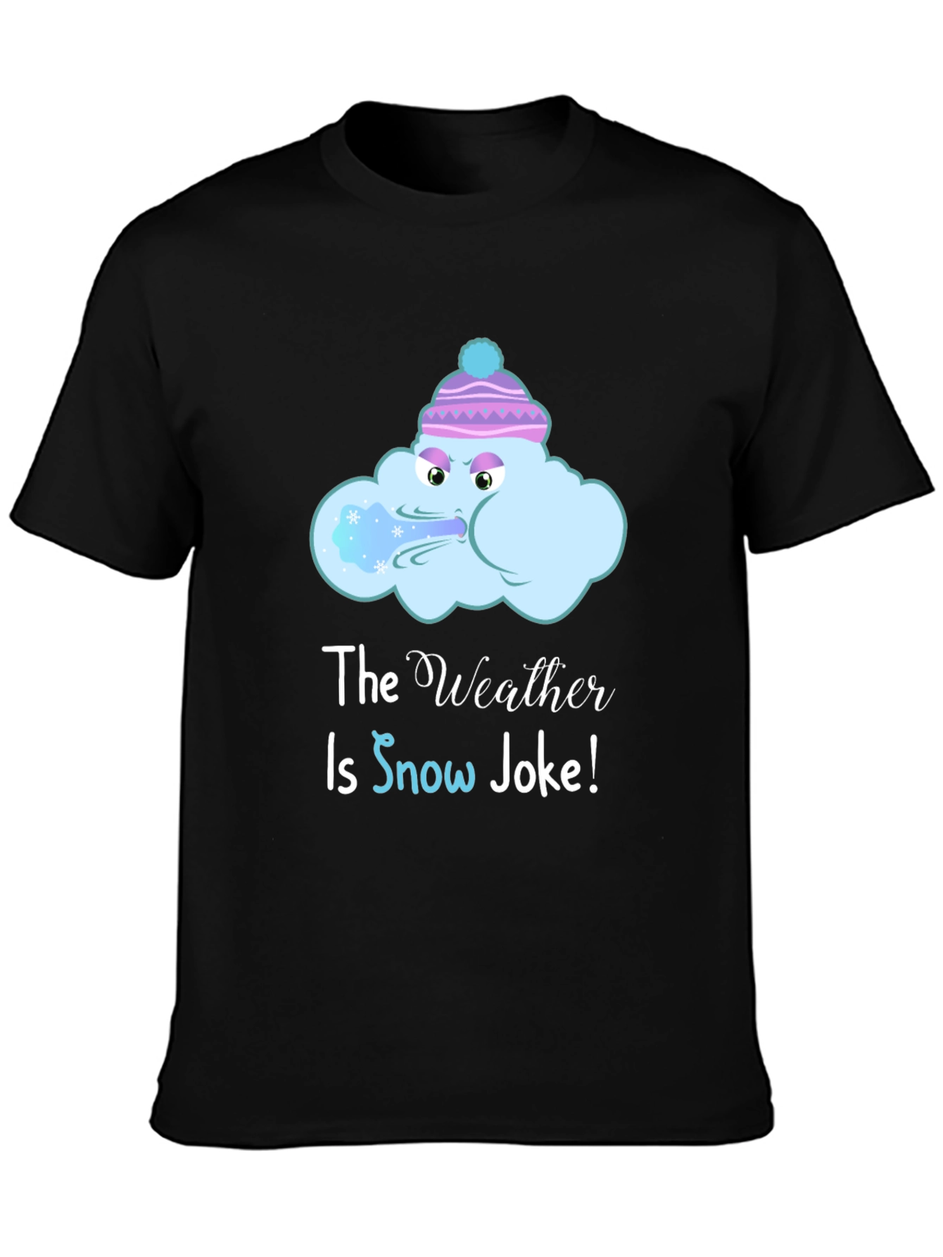 Black Funny Winter Weather T-Shirt - Snow Joke Graphic Tee view 3