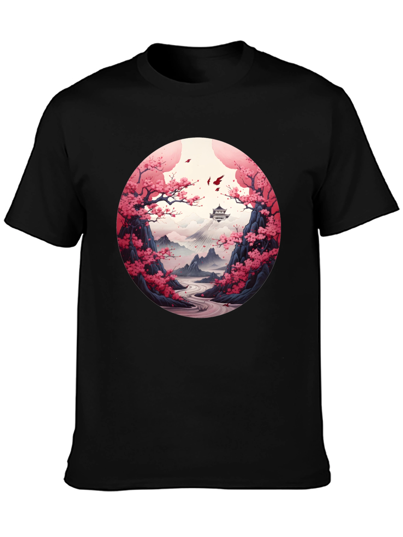 Black Cherry Blossom Mountain T-Shirt view 3