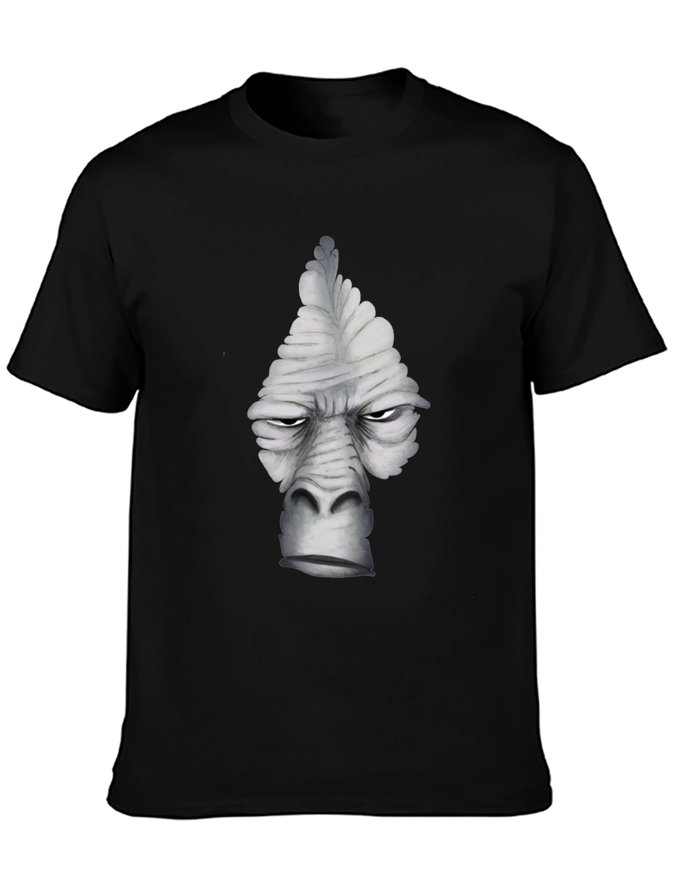 Black Cool Gray Gorilla Face Graphic T-Shirt view 3