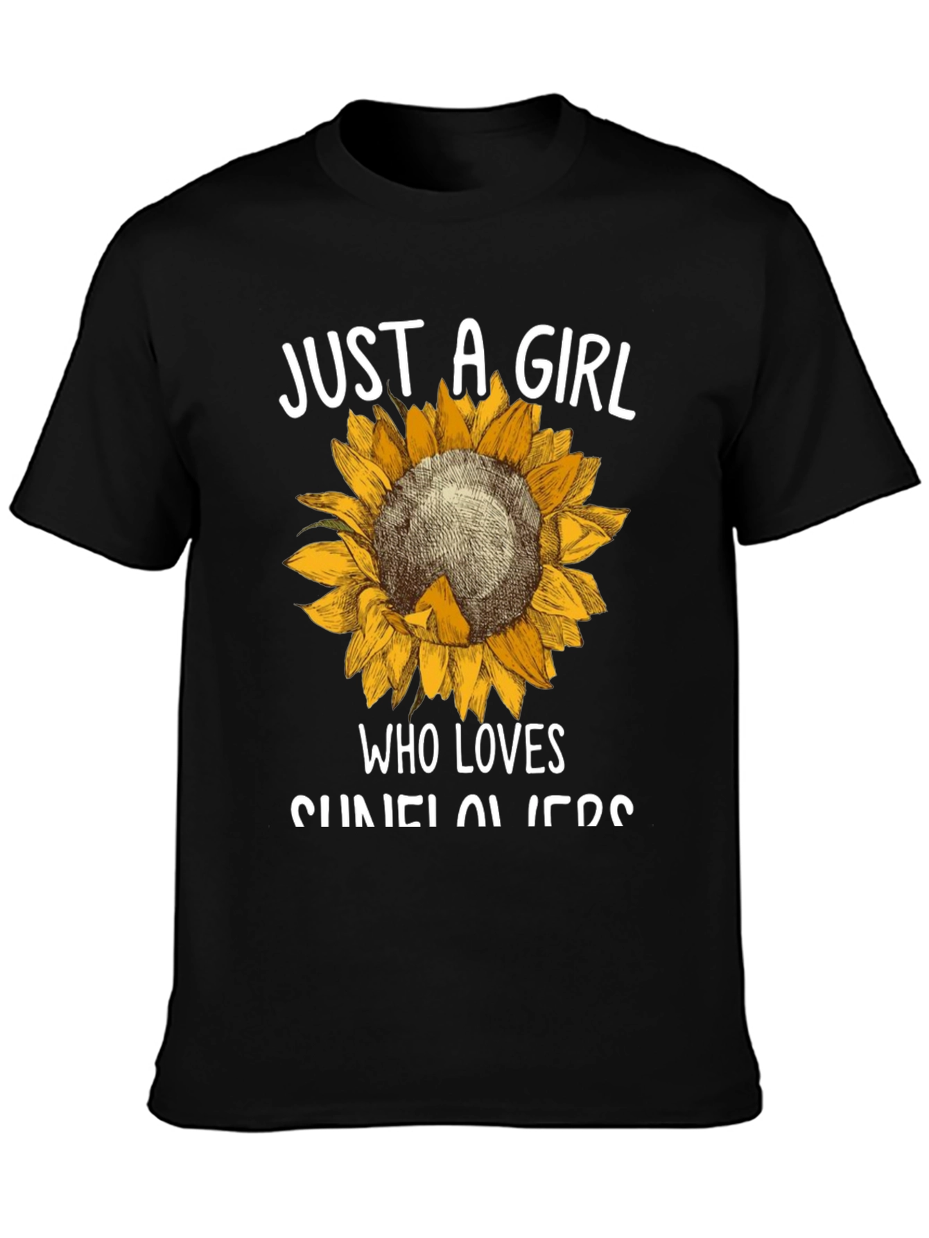 Black Sunflower Graphic Tee - Just A Girl Who Loves Sunflowers view 3