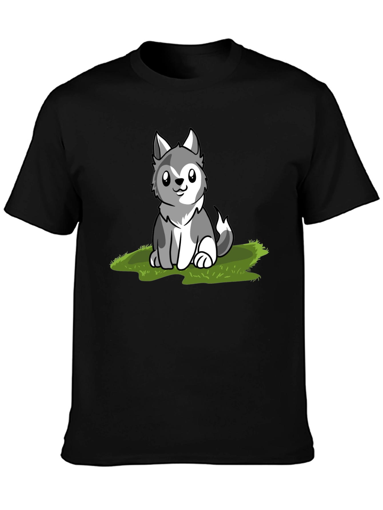 Black Cute Husky Puppy Graphic T-Shirt view 3