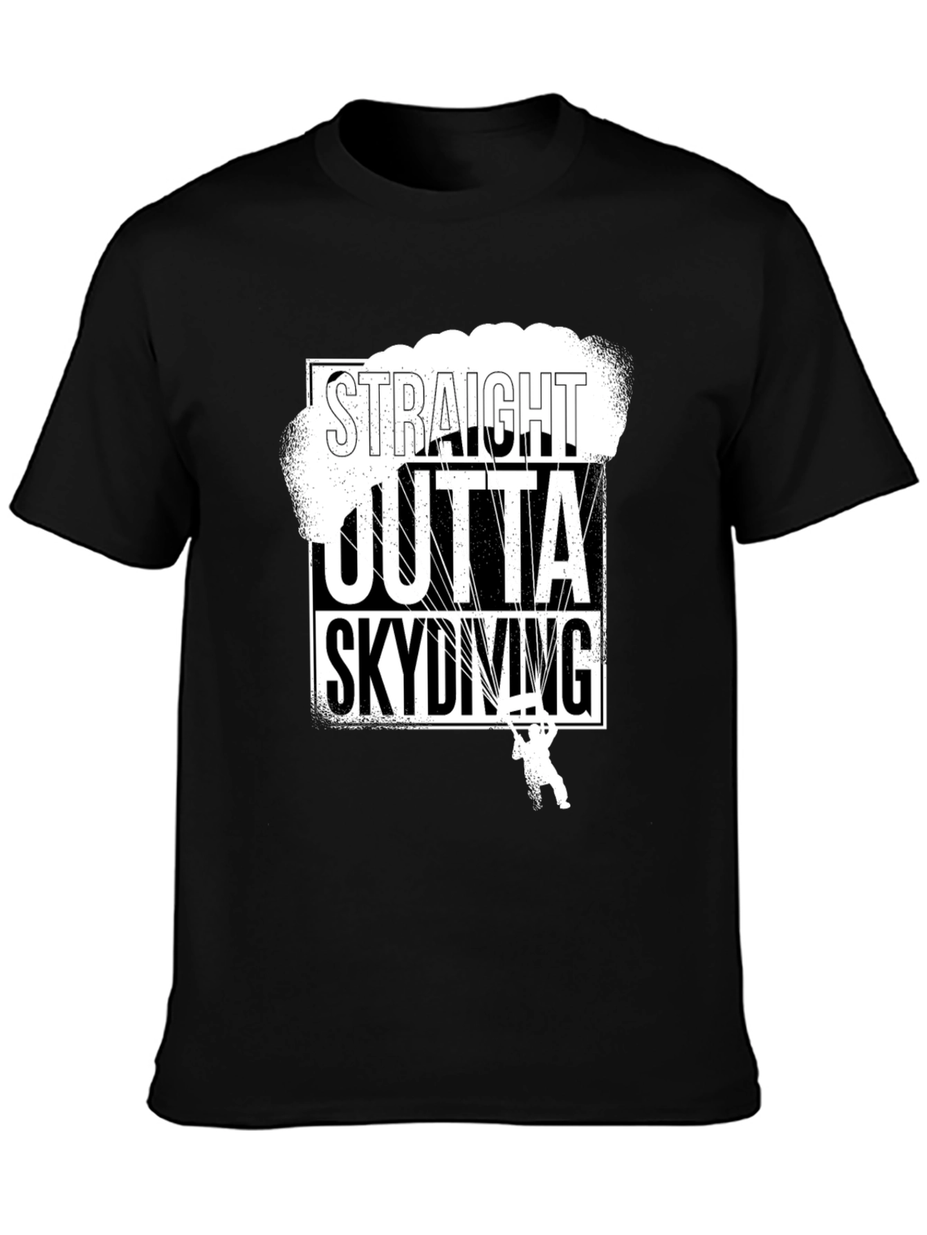 Black Straight Outta Skydiving Black T-Shirt view 3