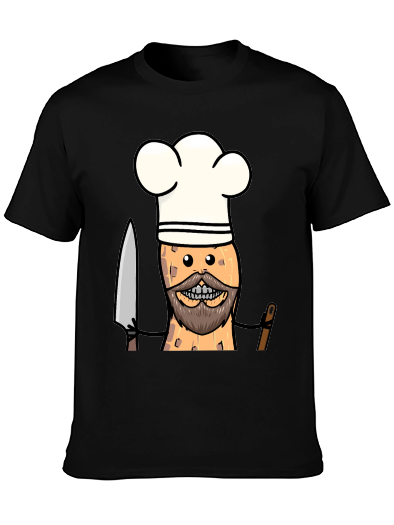 Black Chef Peanut Cartoon Graphic Tee - Black T-Shirt view 3