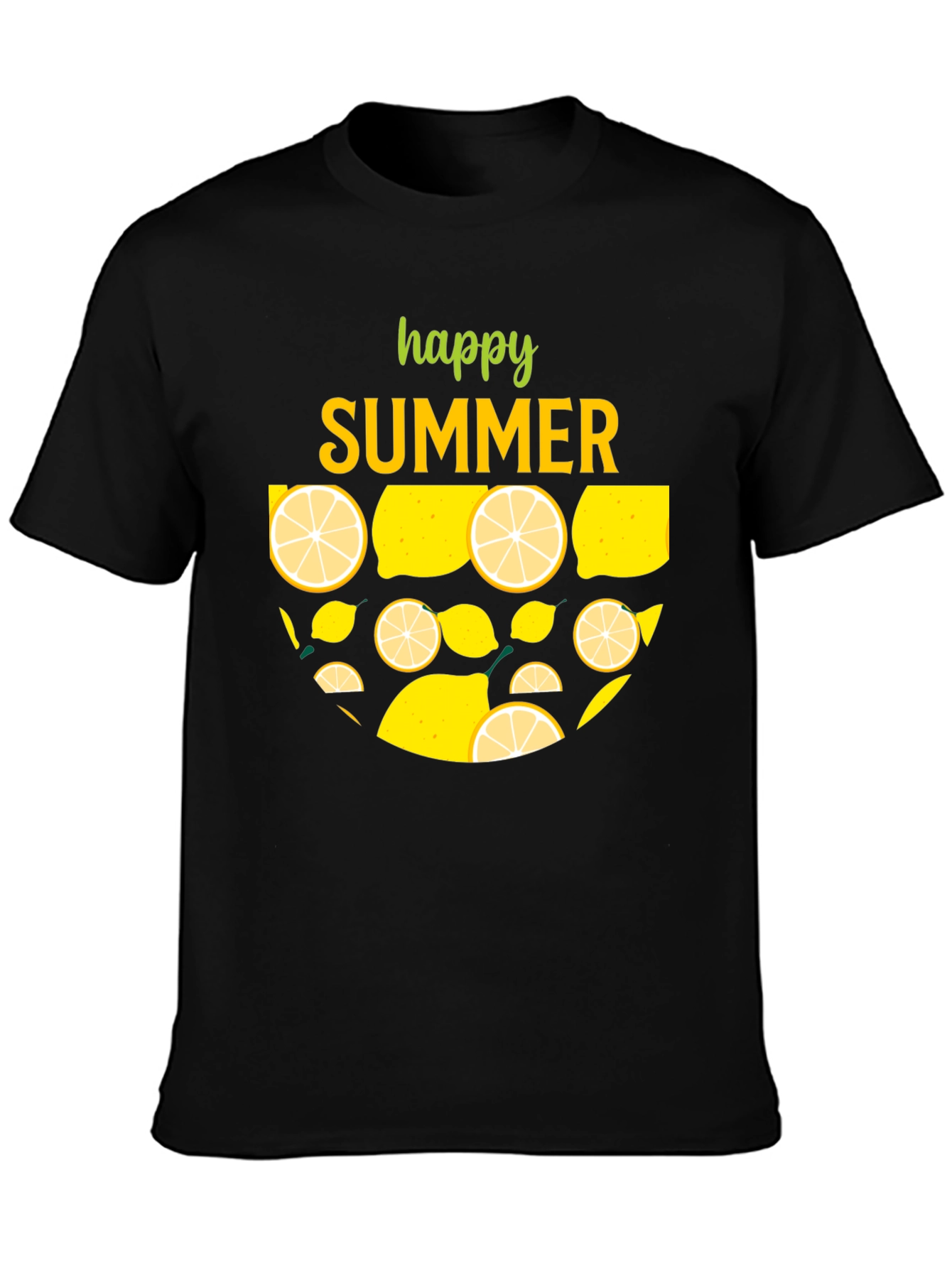 Black Happy Summer Lemon Graphic T-Shirt view 3