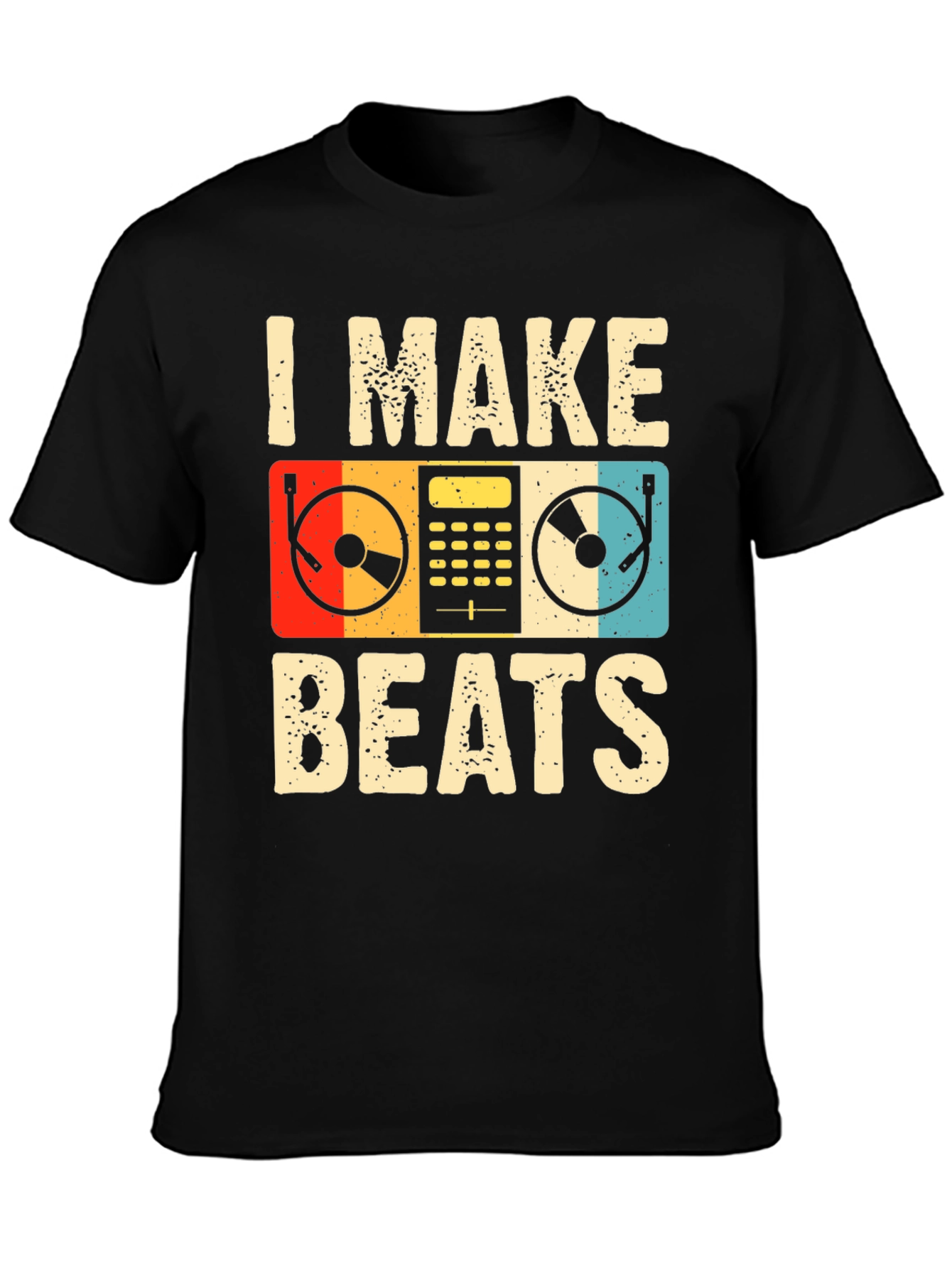 Black I Make Beats Retro Graphic Tee - DJ Music Lover T-Shirt view 3