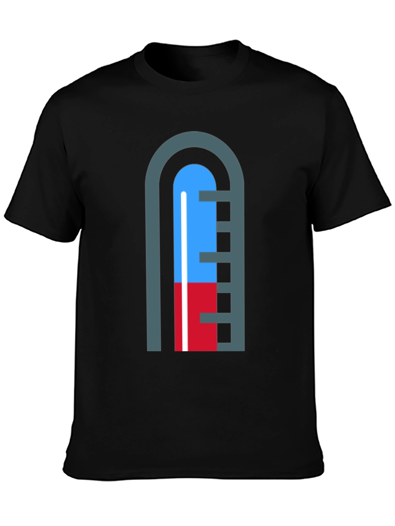 Black Unique Graphic Thermometer Tee - Black Cotton Shirt view 3