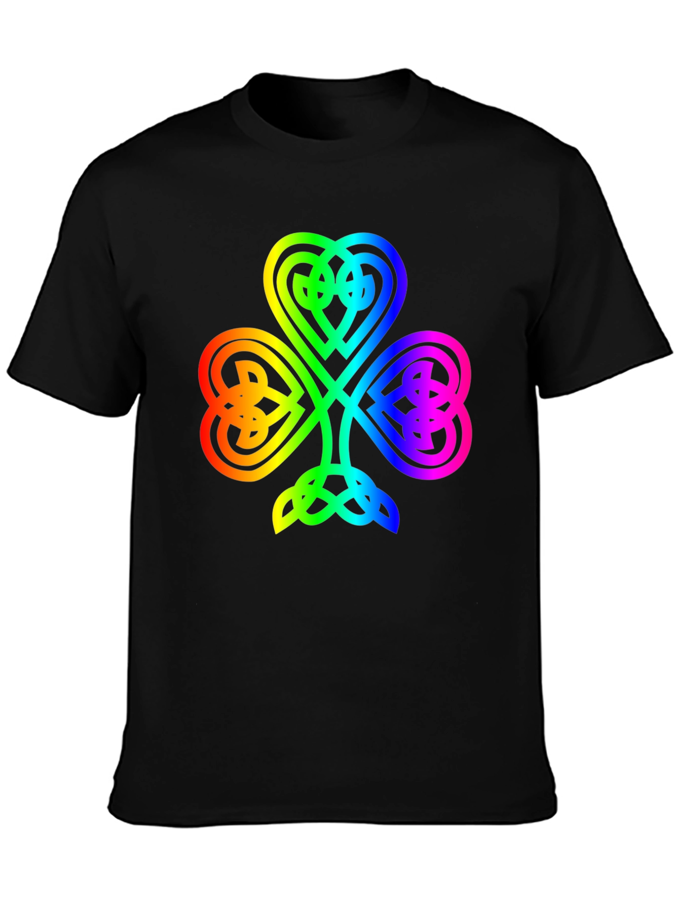 Black Rainbow Shamrock T-Shirt - Lucky Irish Pride view 3