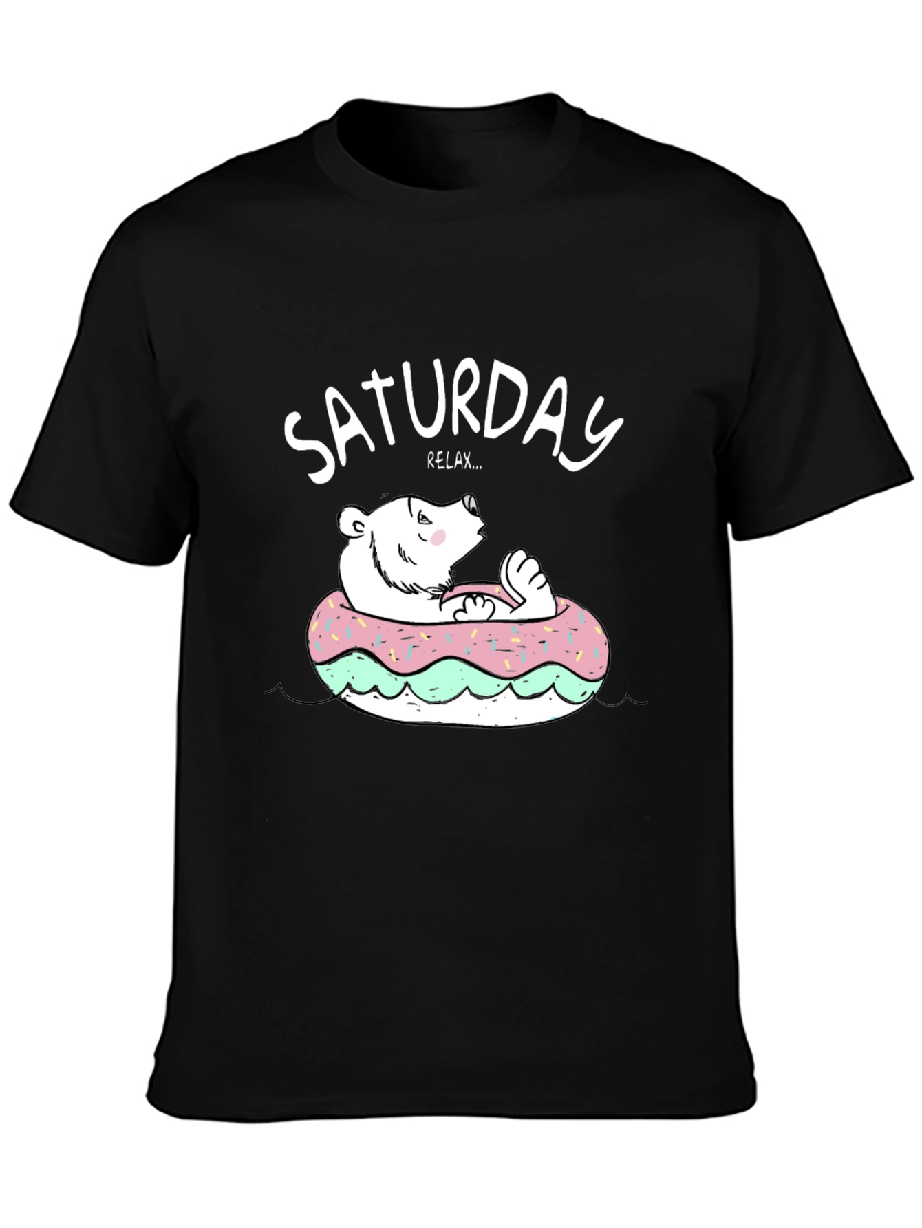 Black Saturday Relax Bear Donut T-Shirt view 3