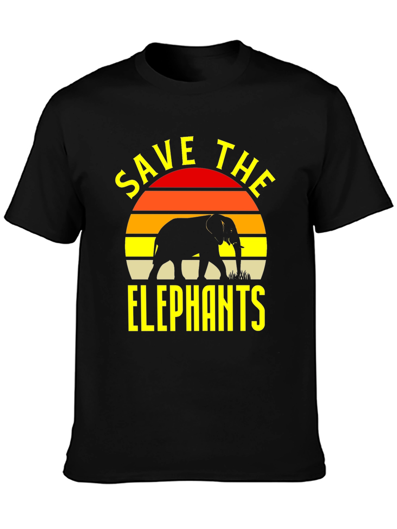 Black Save The Elephants T-Shirt Black Wildlife Conservation Tee view 3