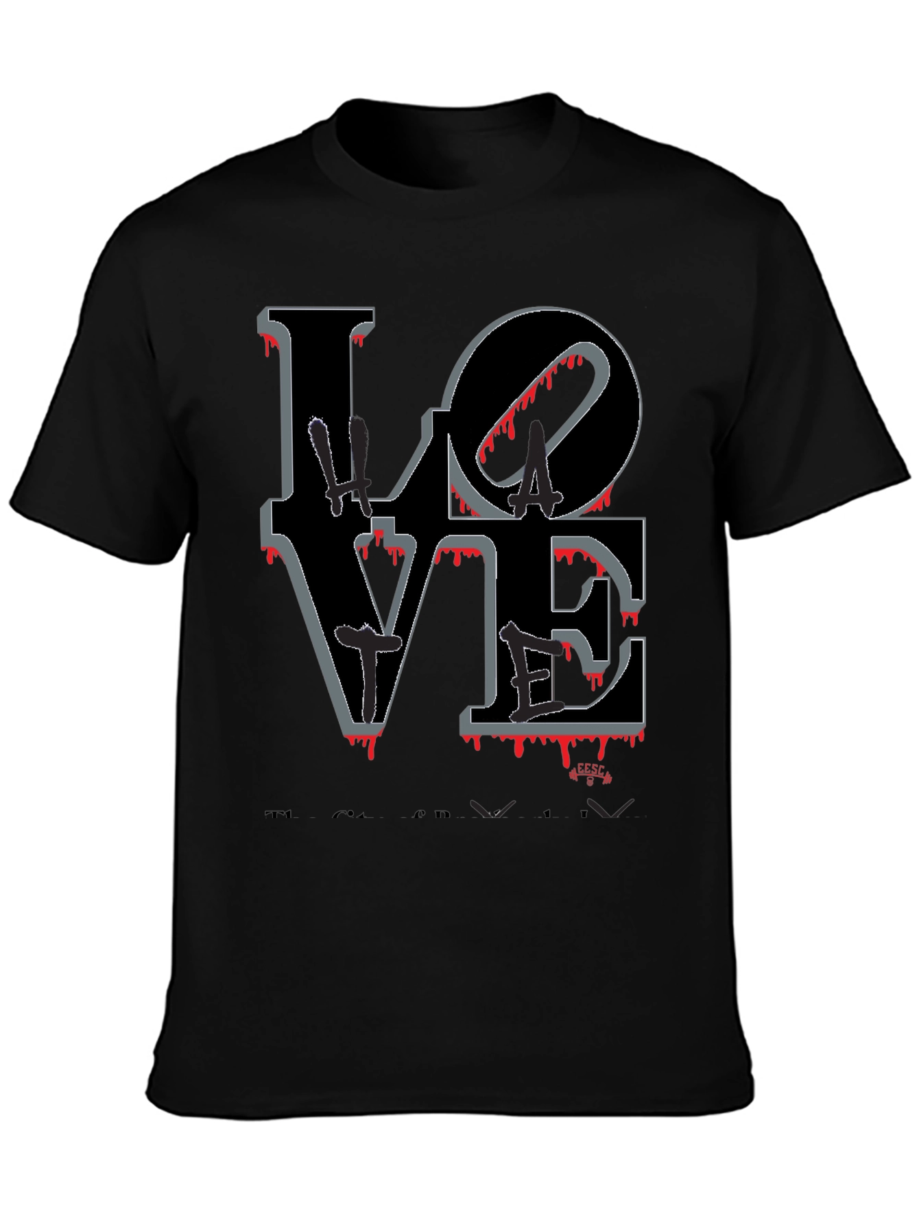 Black Bloody Love Graphic T-Shirt - Men's Crew Neck Tee view 3