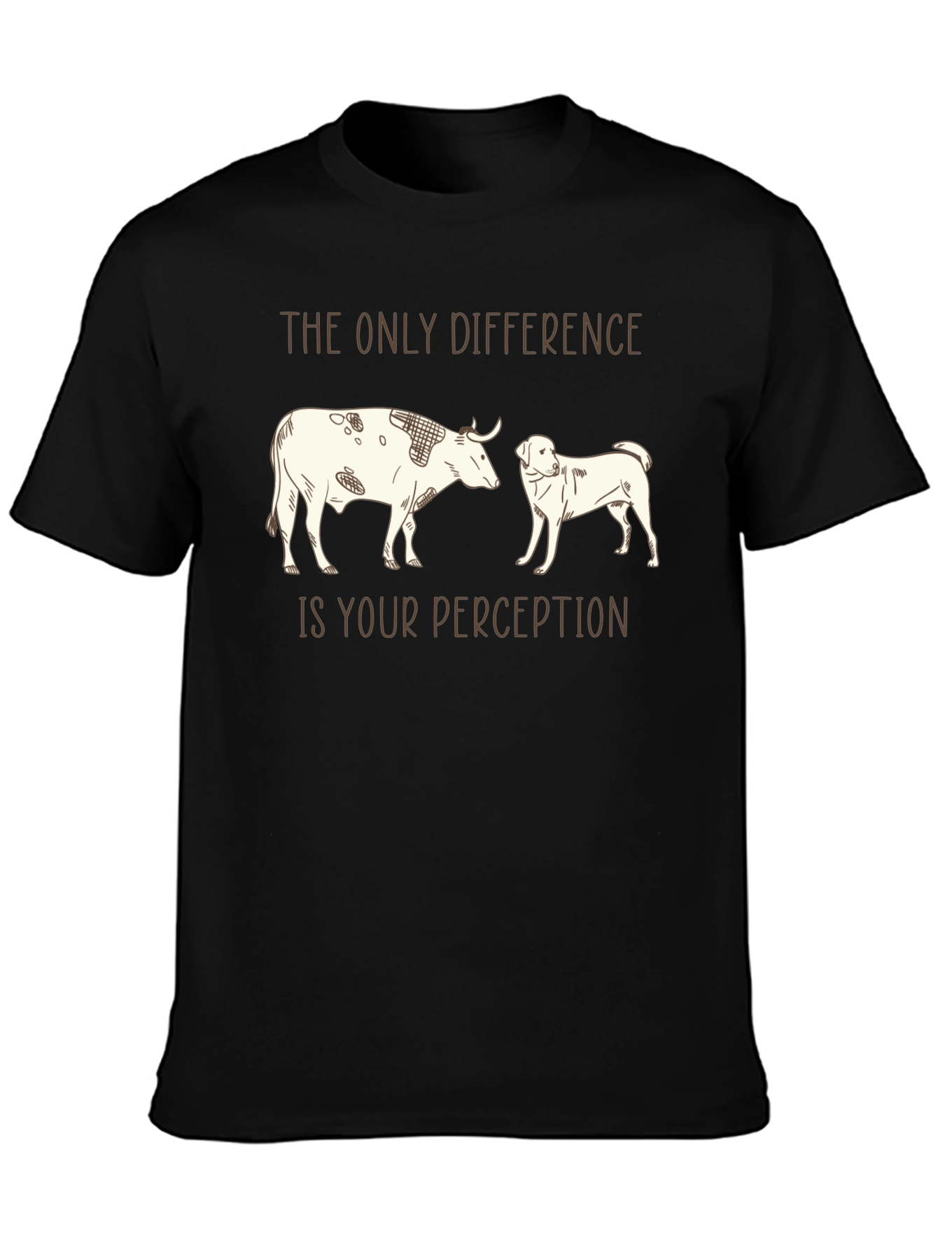 Black Perception Tee: Cow & Dog Graphic T-Shirt view 3