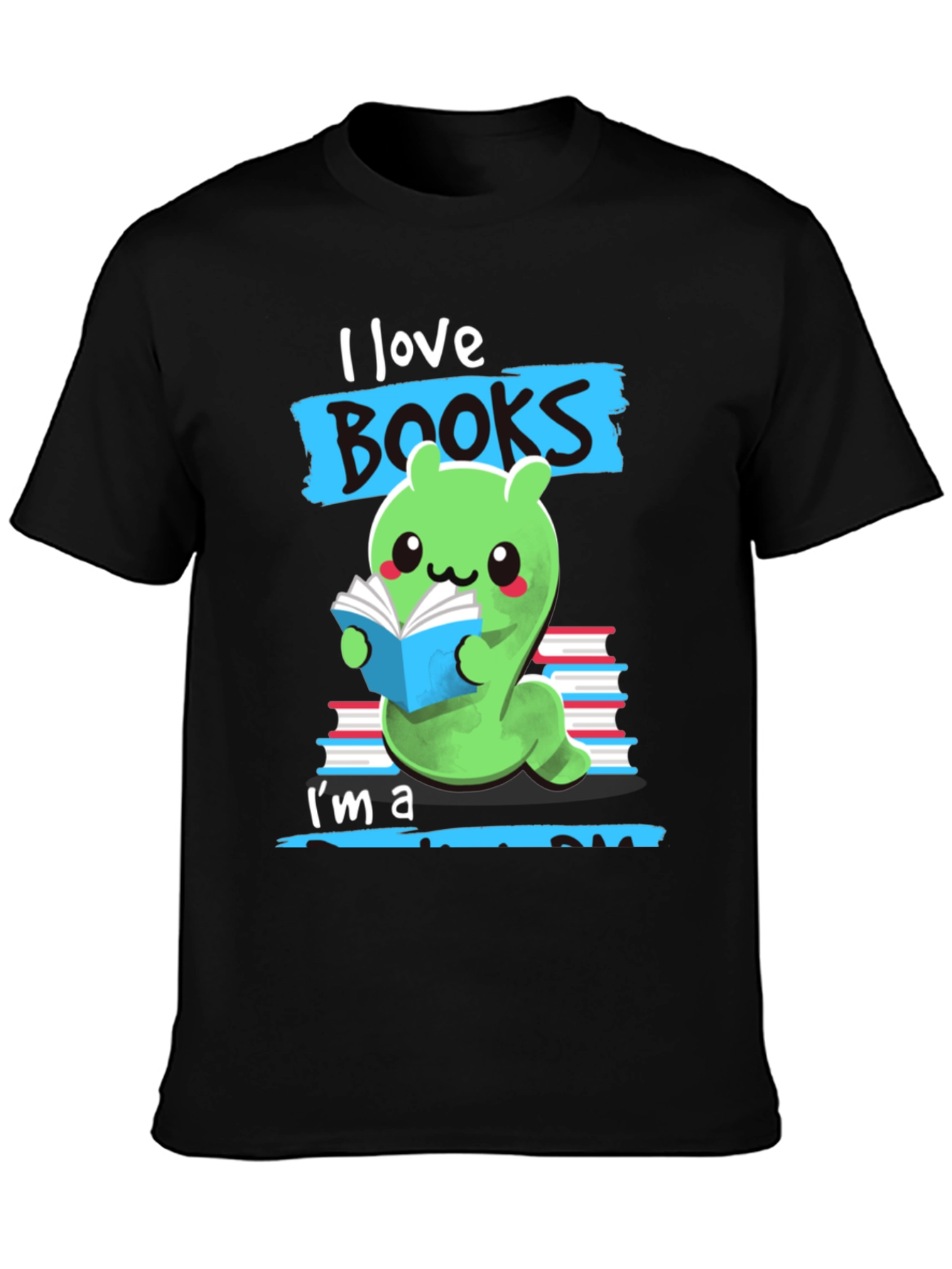 Black I Love Books Worm T-Shirt view 3