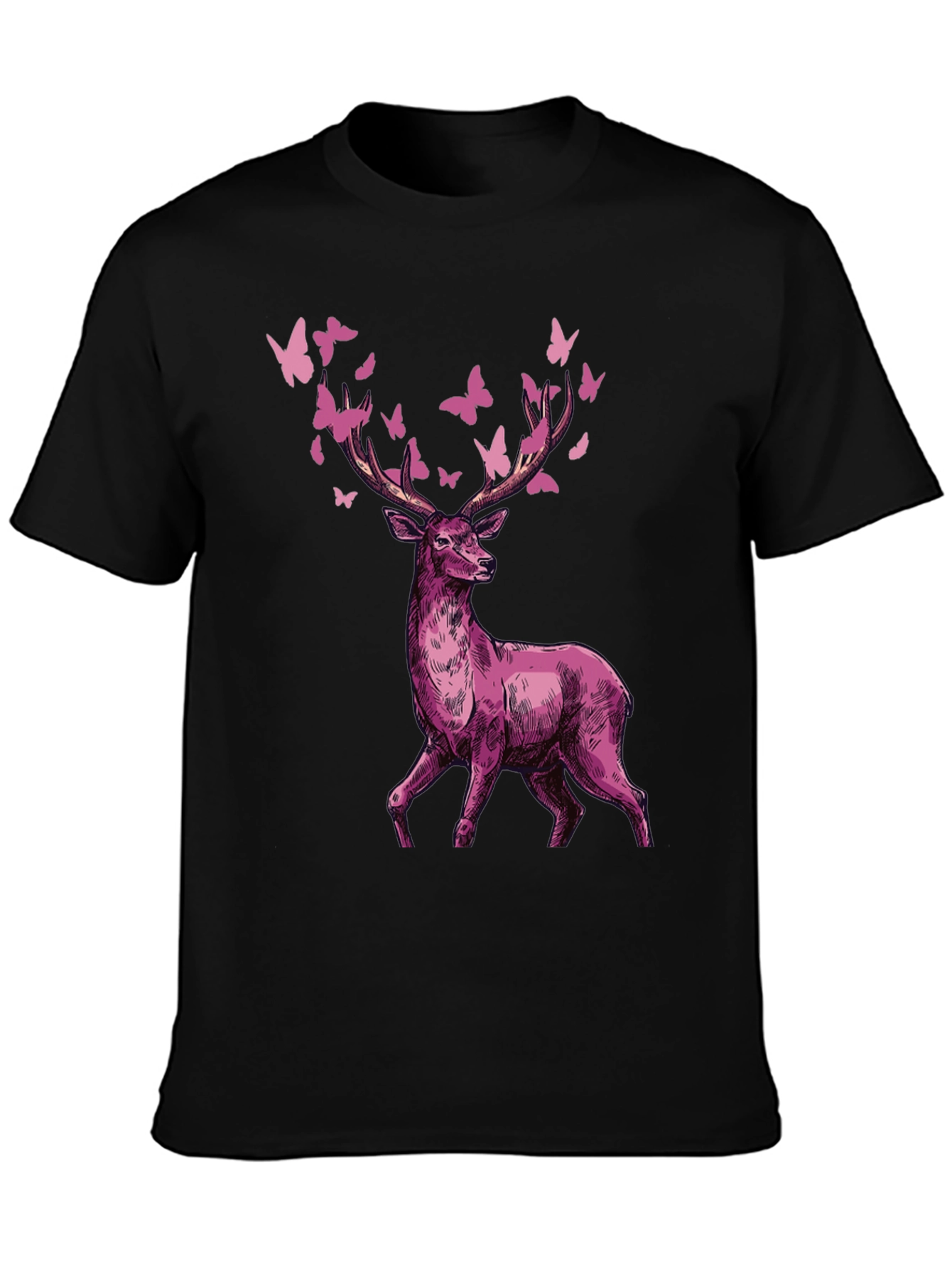 Black Deer & Butterfly Graphic Tee view 3