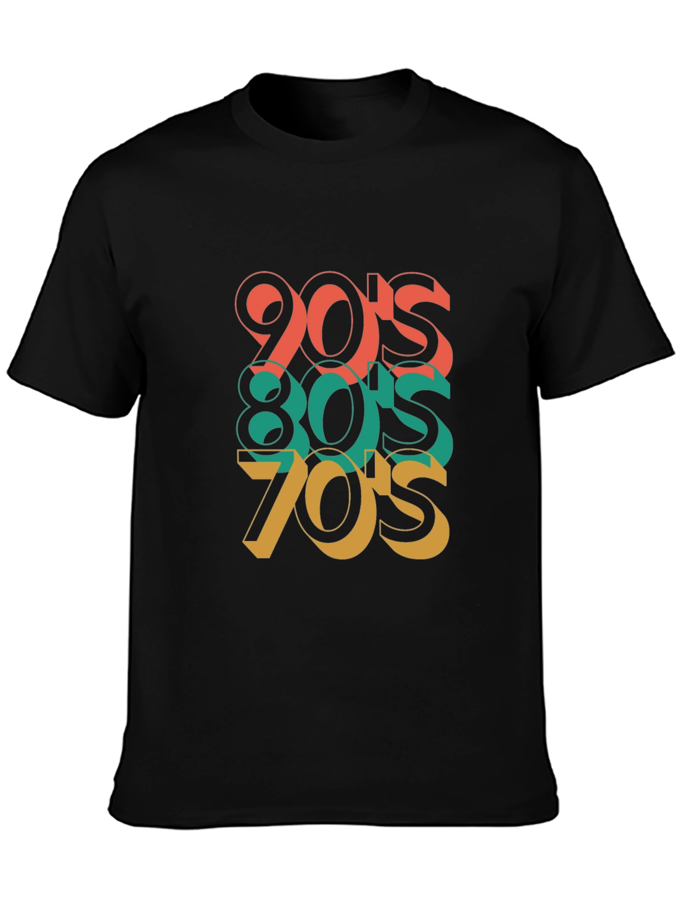 Black Retro 70's 80's 90's Throwback T-Shirt view 3