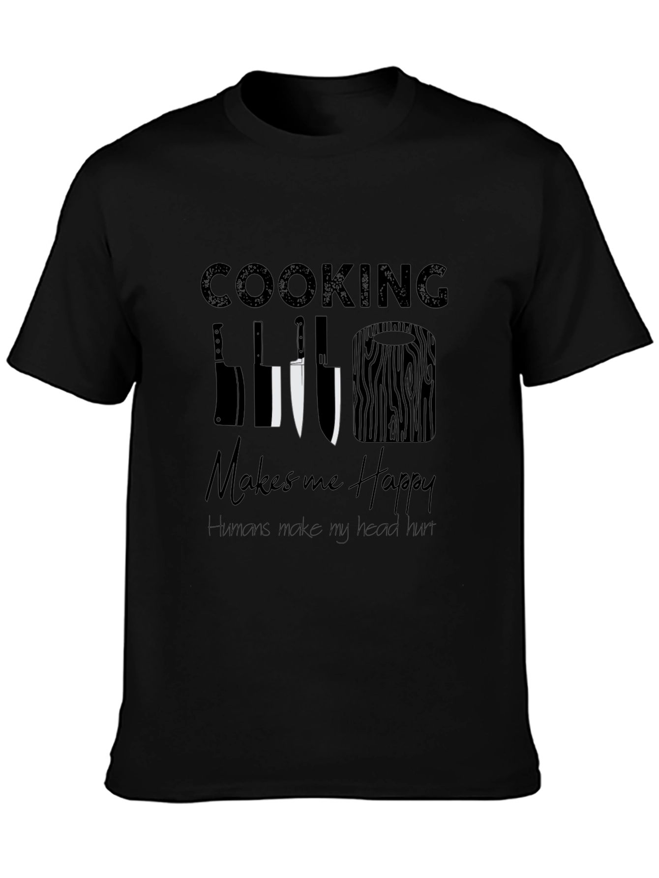 Black Cooking Makes Me Happy Graphic Tee view 3
