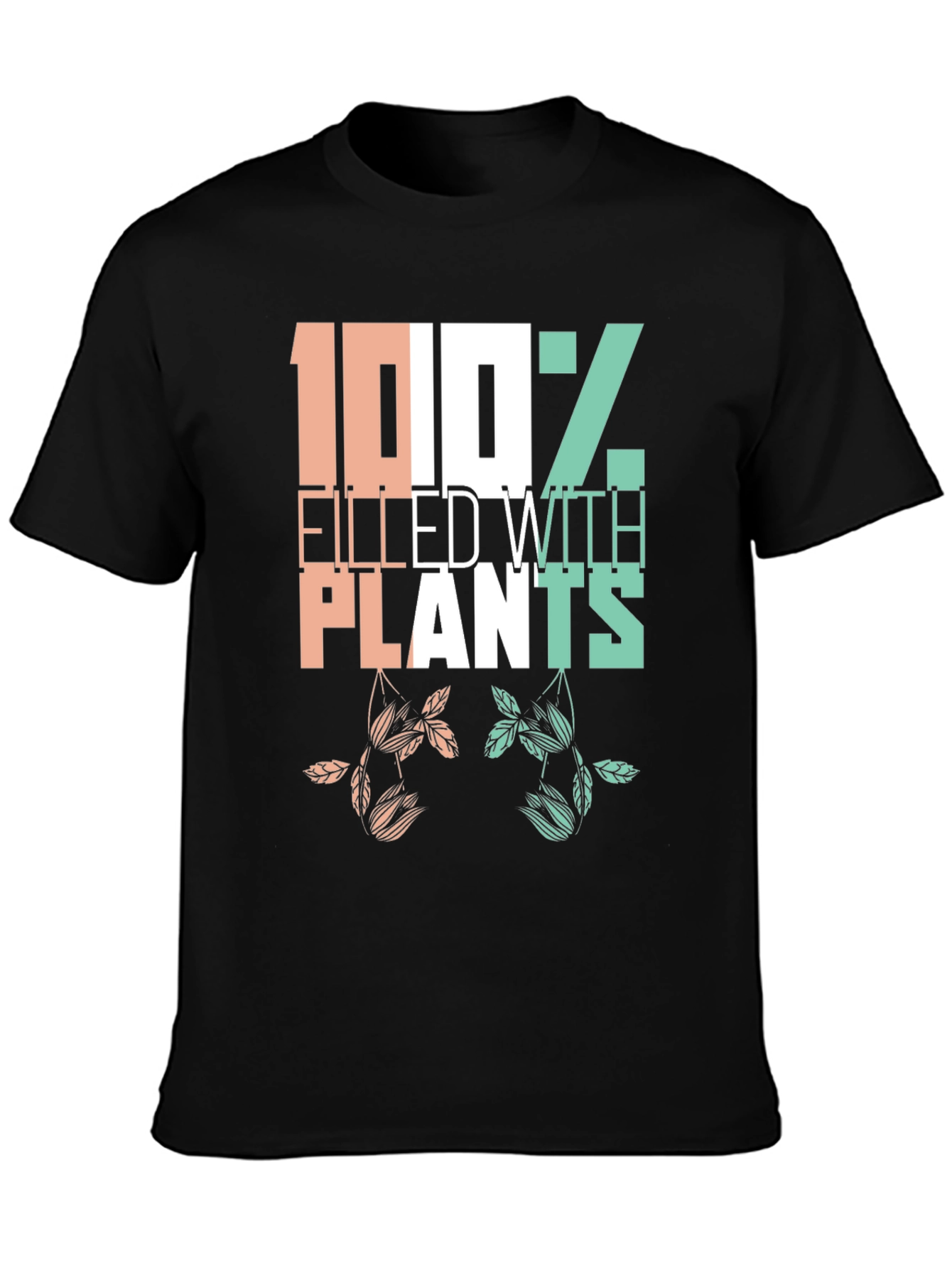 Black Plant Lover T-Shirt - 100% Filled with Plants view 3