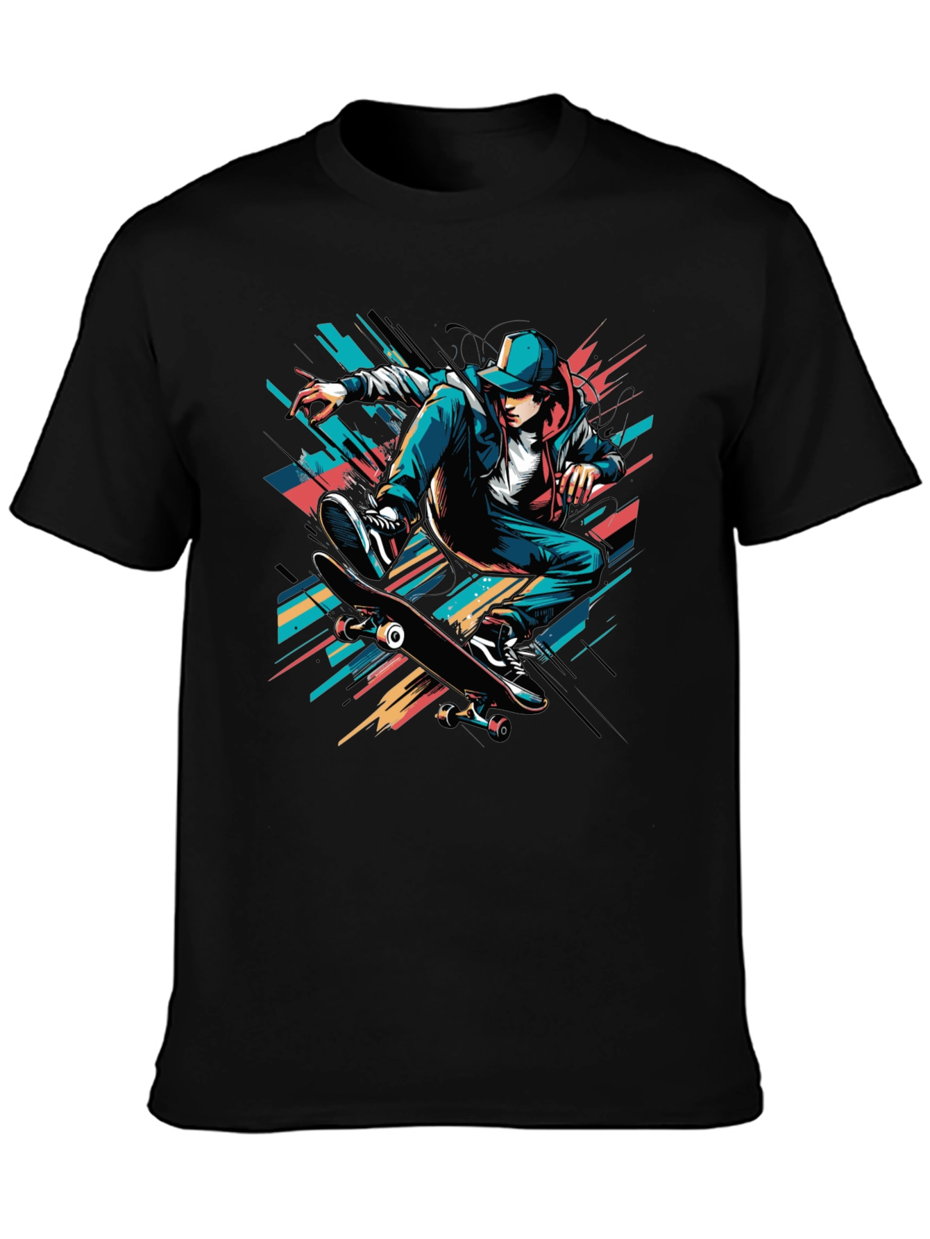 Black Skater Graphic Tee - Cool Black T-Shirt view 3
