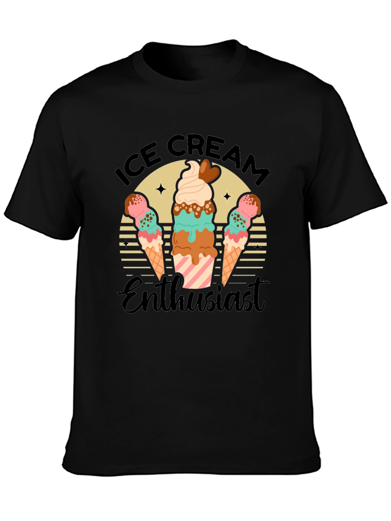 Black Ice Cream Enthusiast Graphic Tee view 3